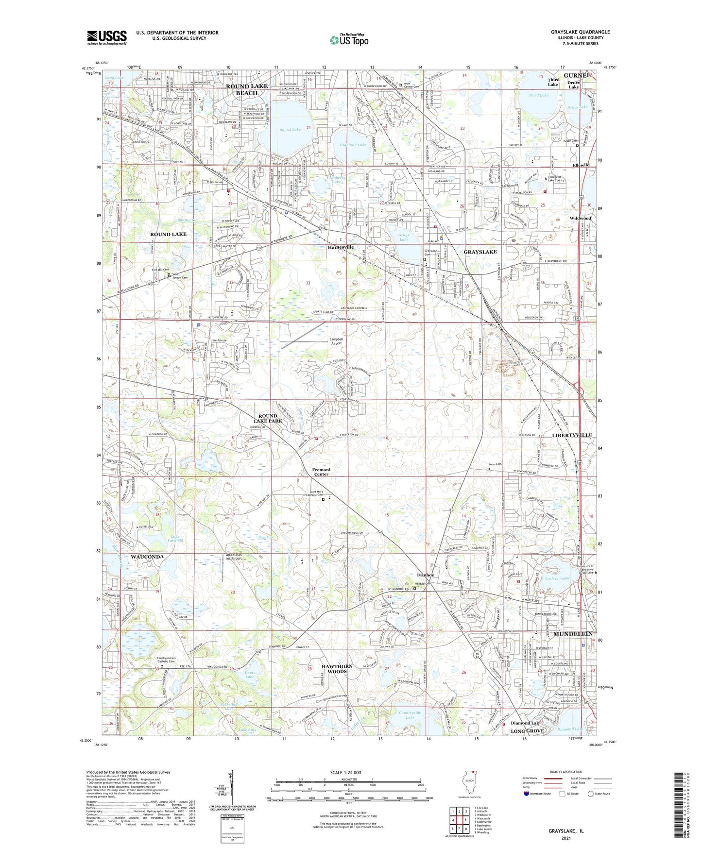 Grayslake Illinois US Topo Map Image