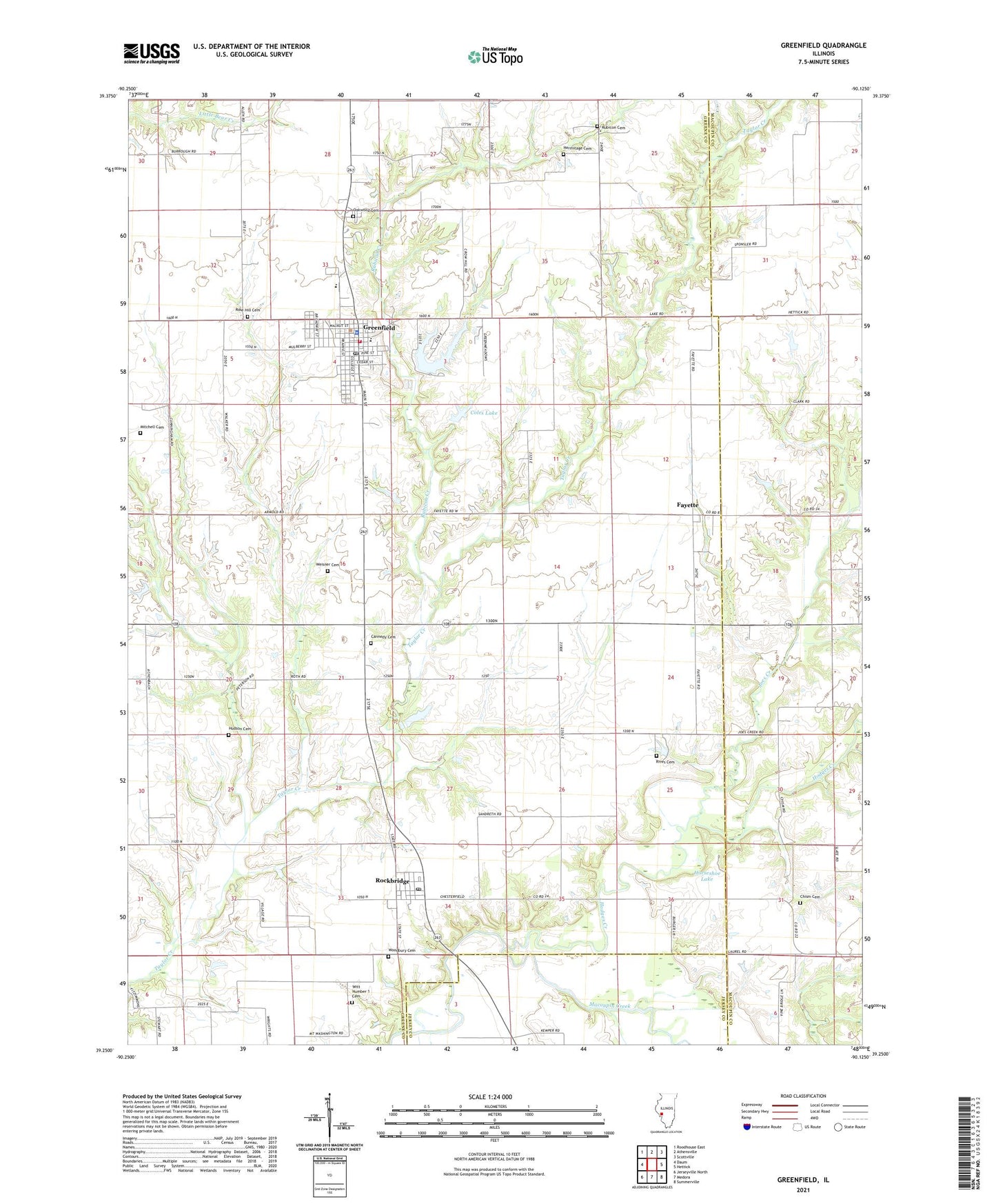 Greenfield Illinois US Topo Map Image