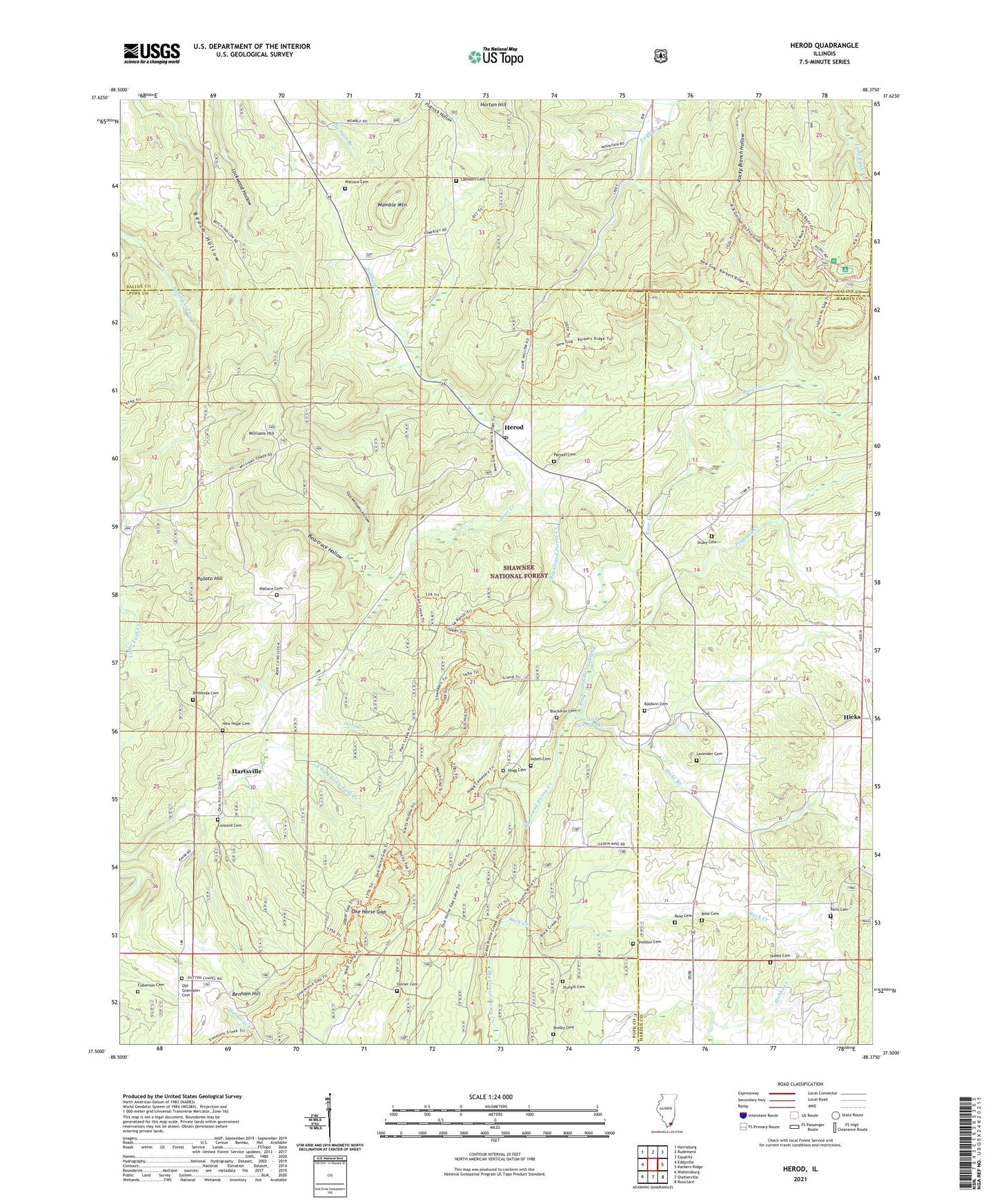 Herod Illinois US Topo Map Image