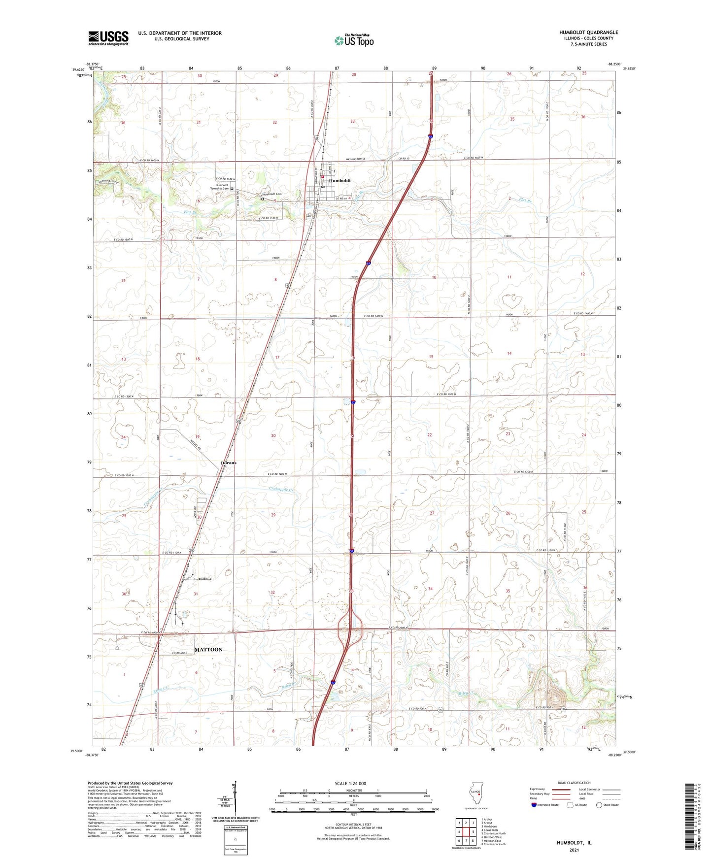 Humboldt Illinois US Topo Map Image