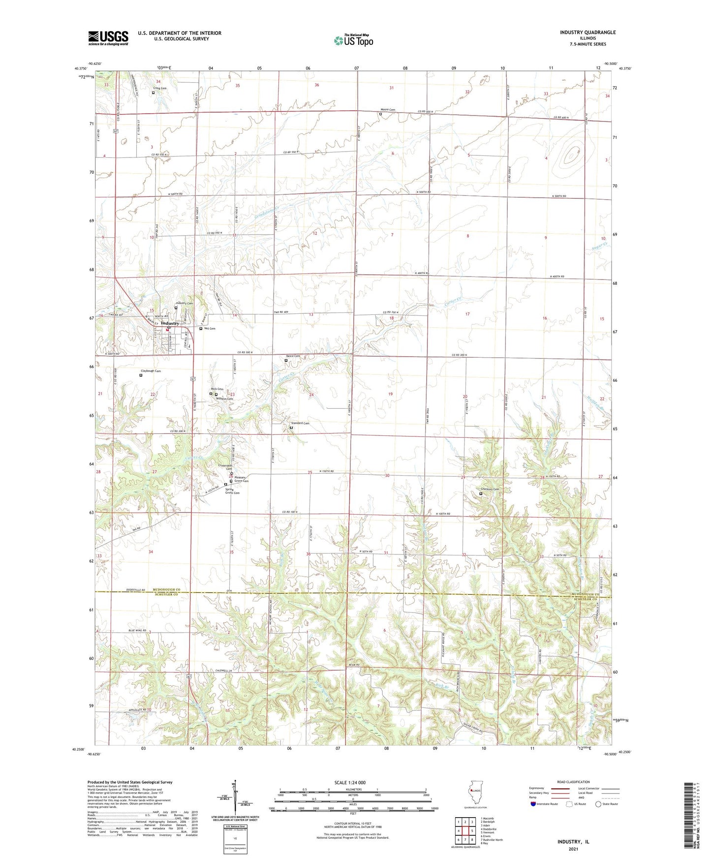 Industry Illinois US Topo Map Image