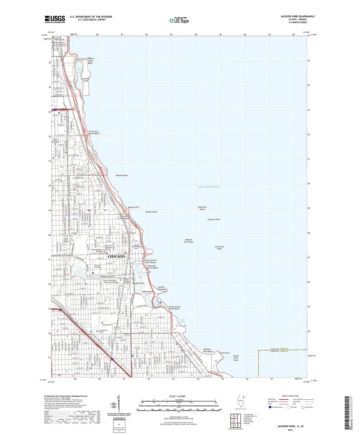 Jackson Park Illinois US Topo Map Image