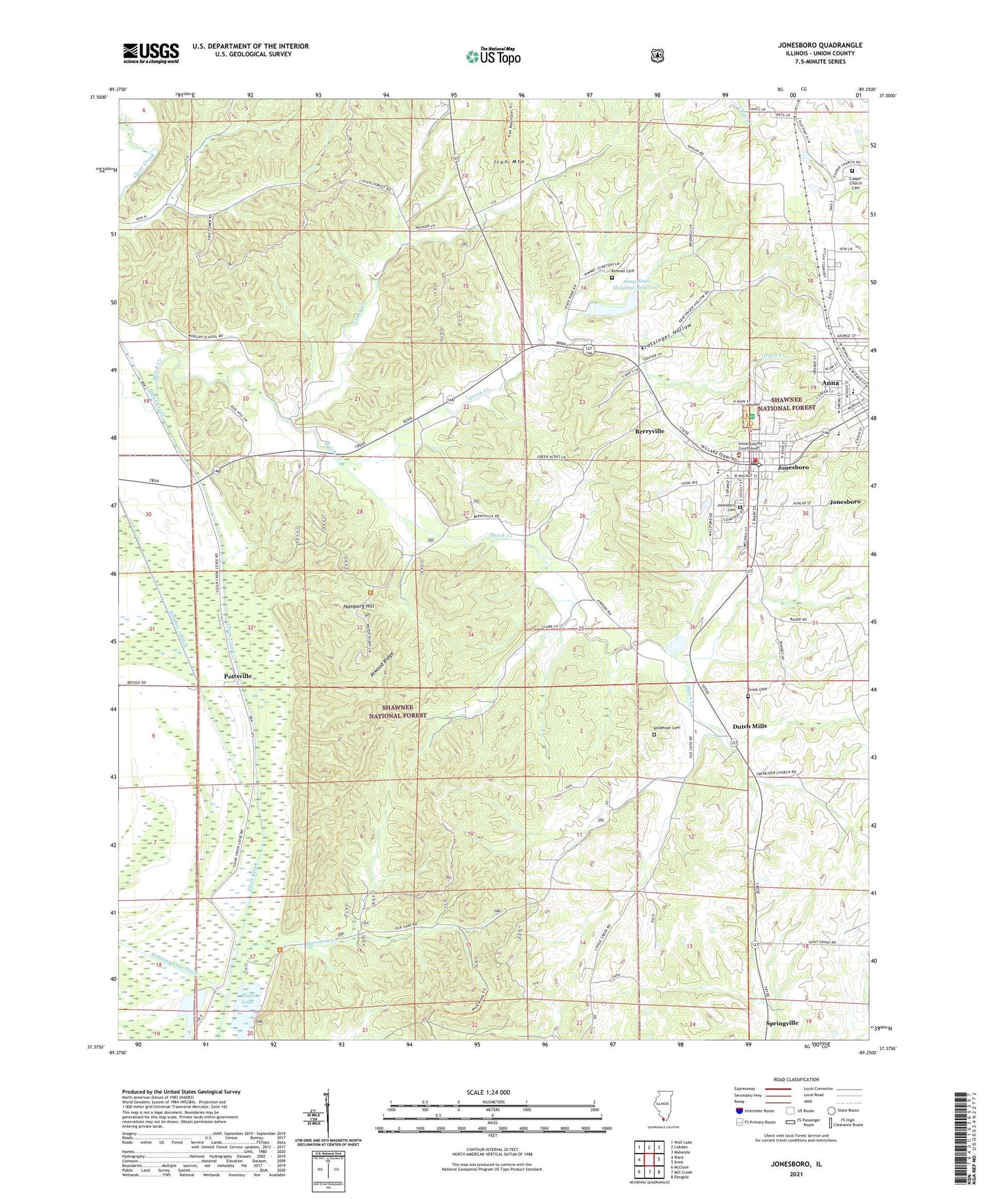 Jonesboro Illinois US Topo Map Image