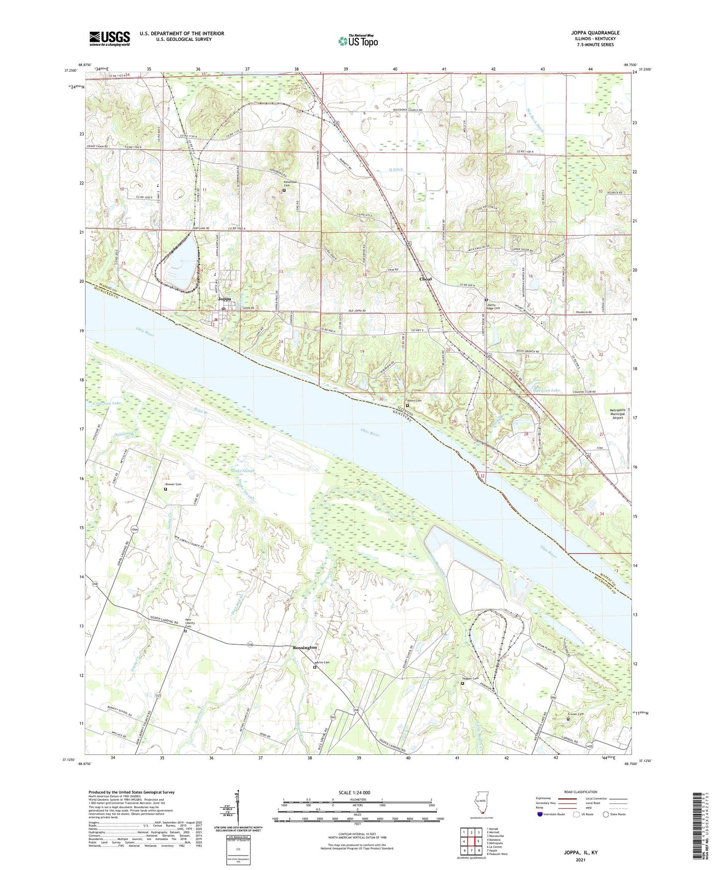 Joppa Illinois US Topo Map Image