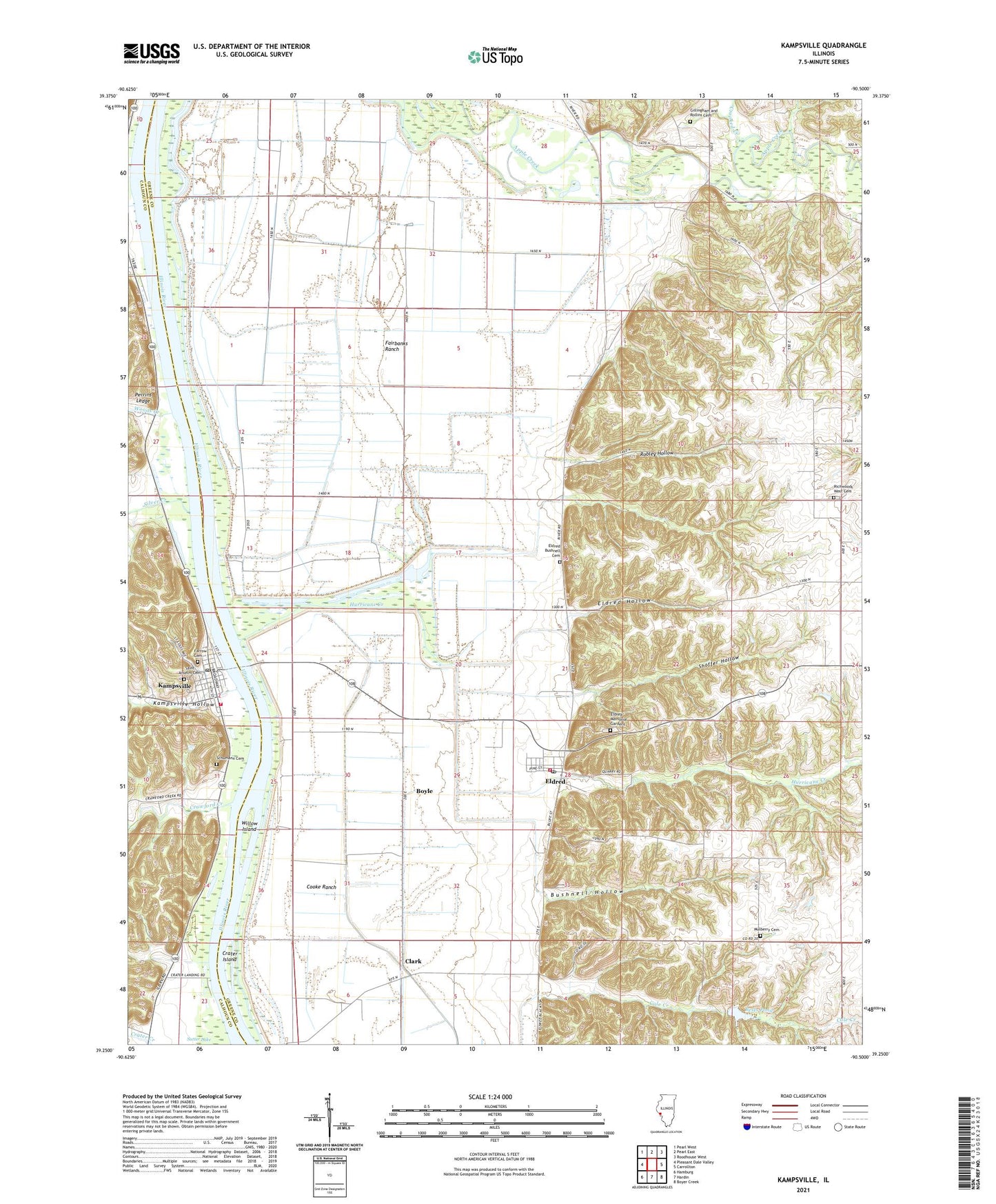 Kampsville Illinois US Topo Map Image