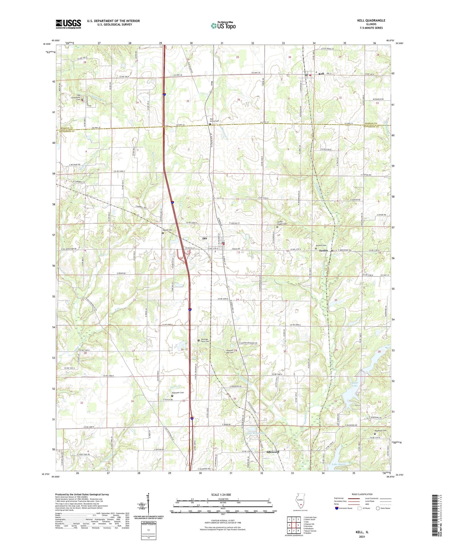 Kell Illinois US Topo Map Image