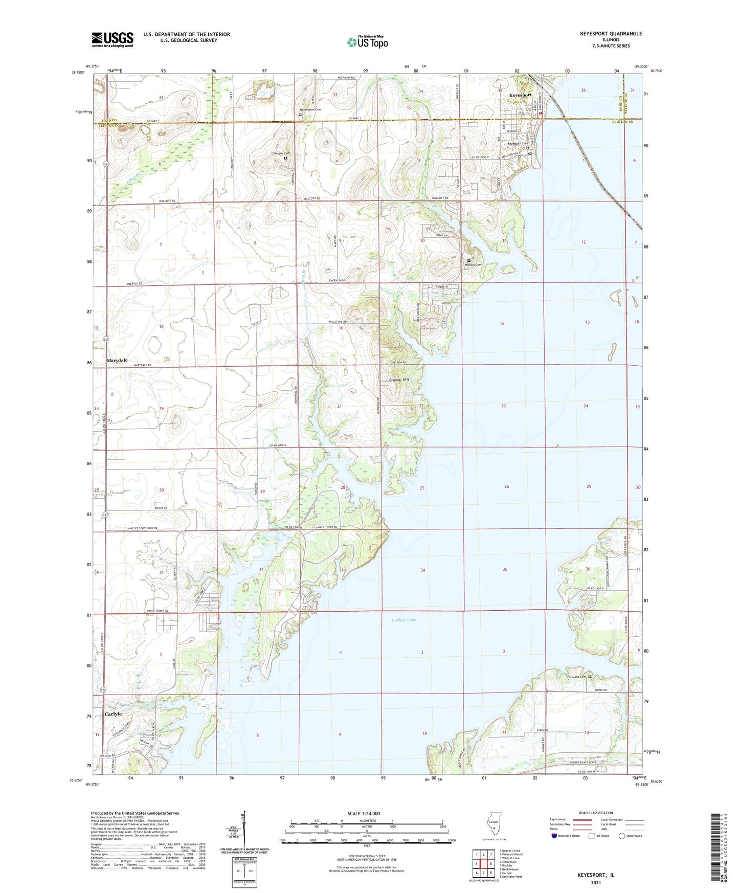 Keyesport Illinois US Topo Map Image
