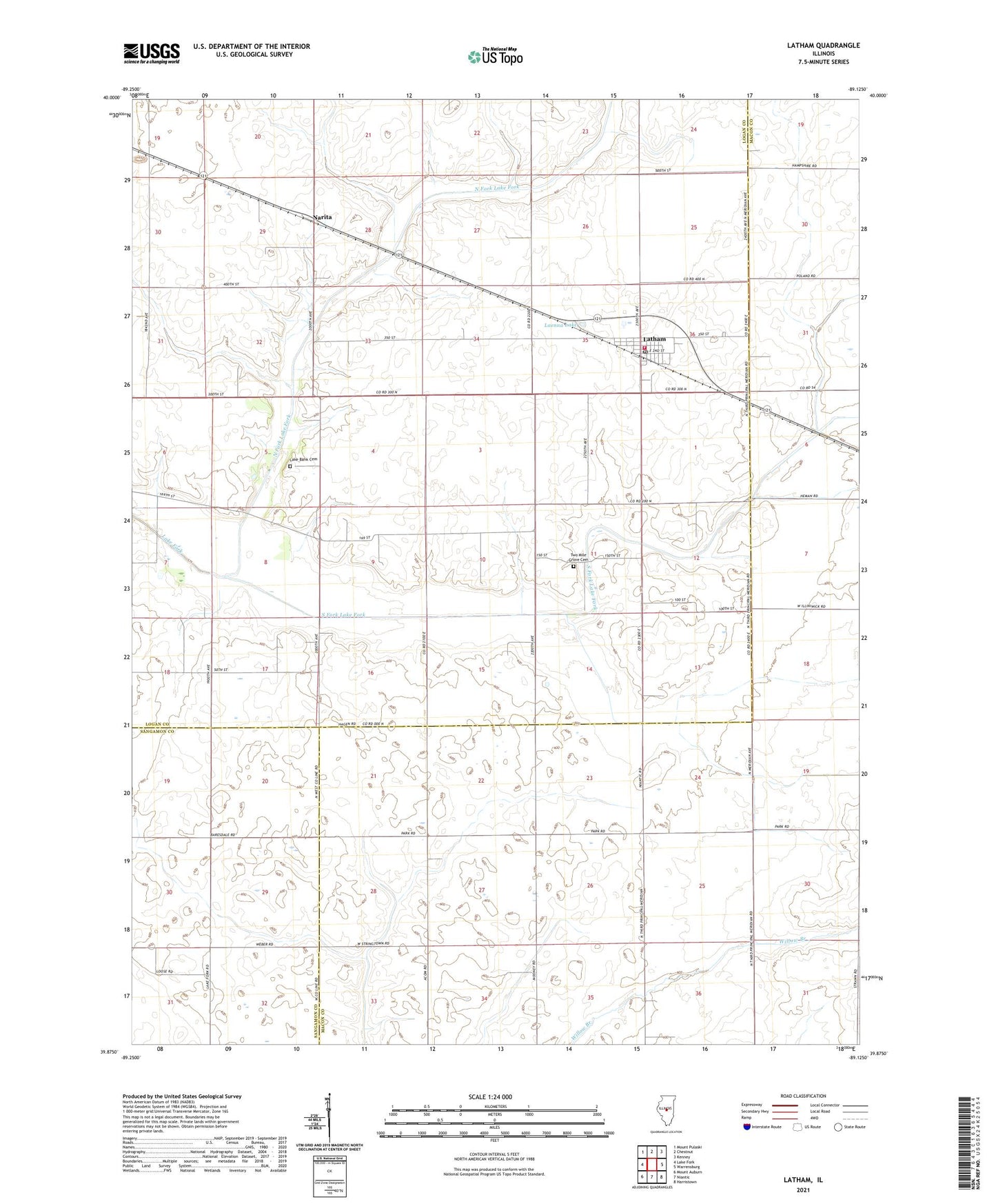 Latham Illinois US Topo Map Image