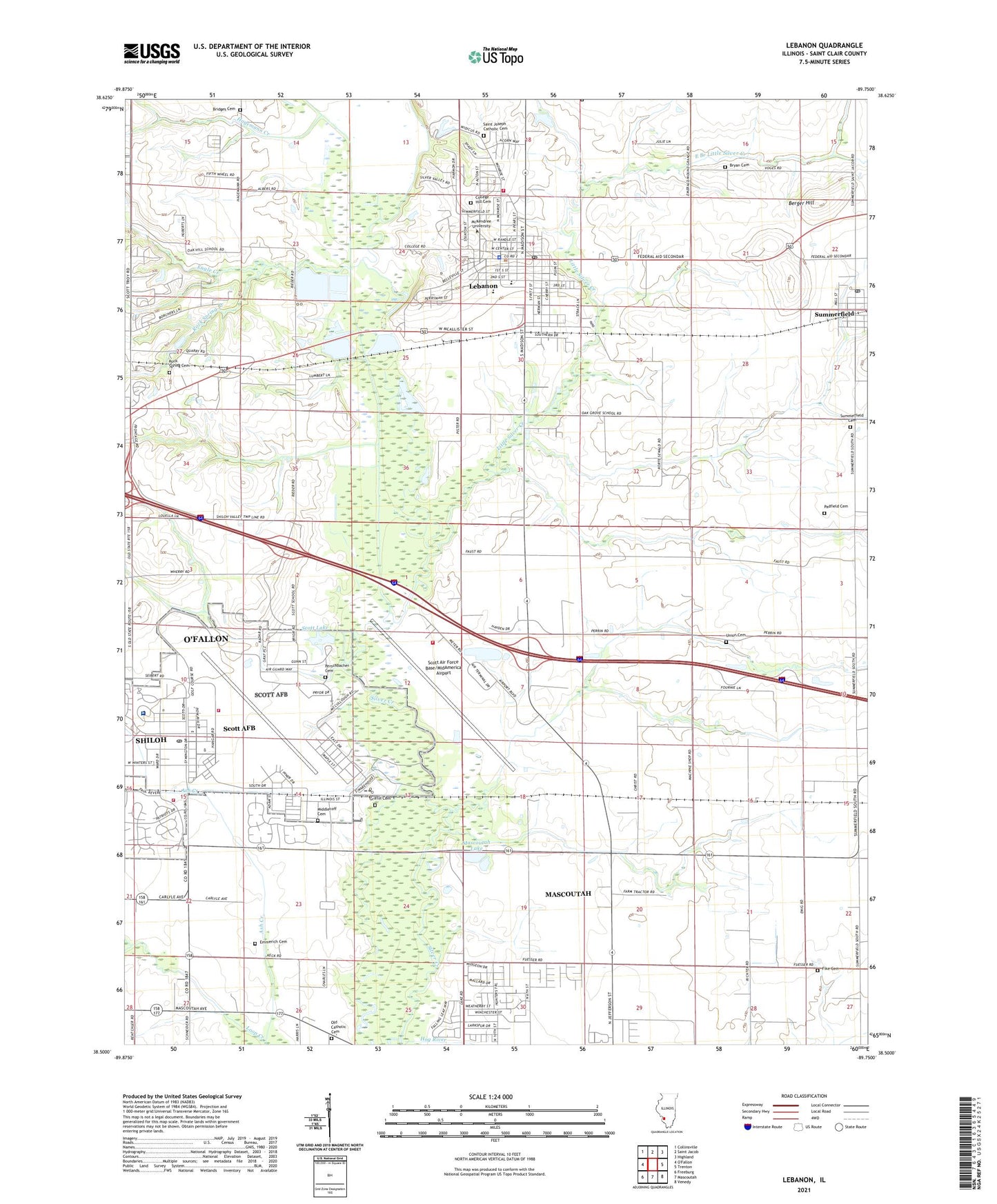 Lebanon Illinois US Topo Map Image