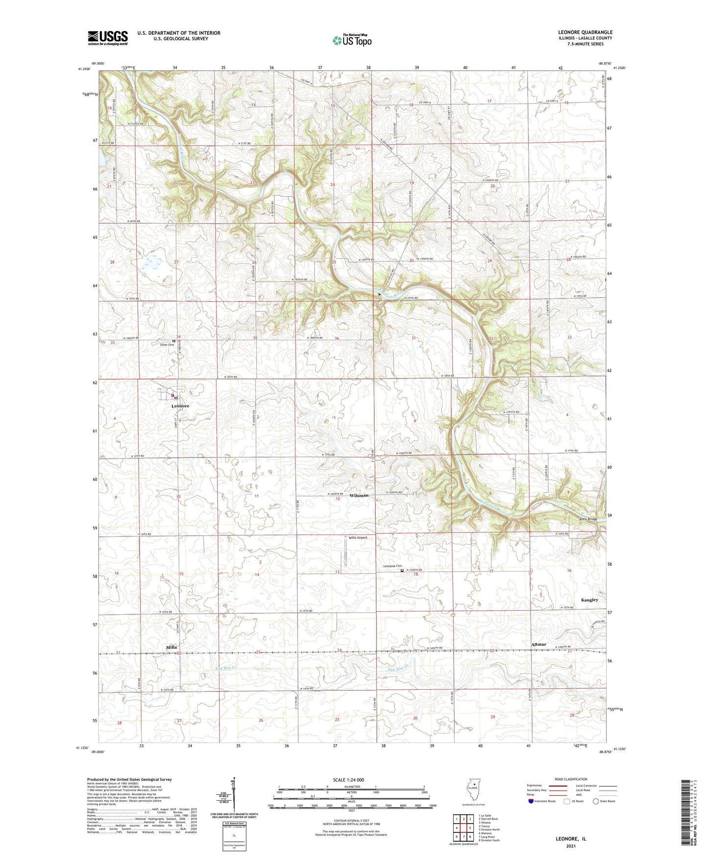 Leonore Illinois US Topo Map Image