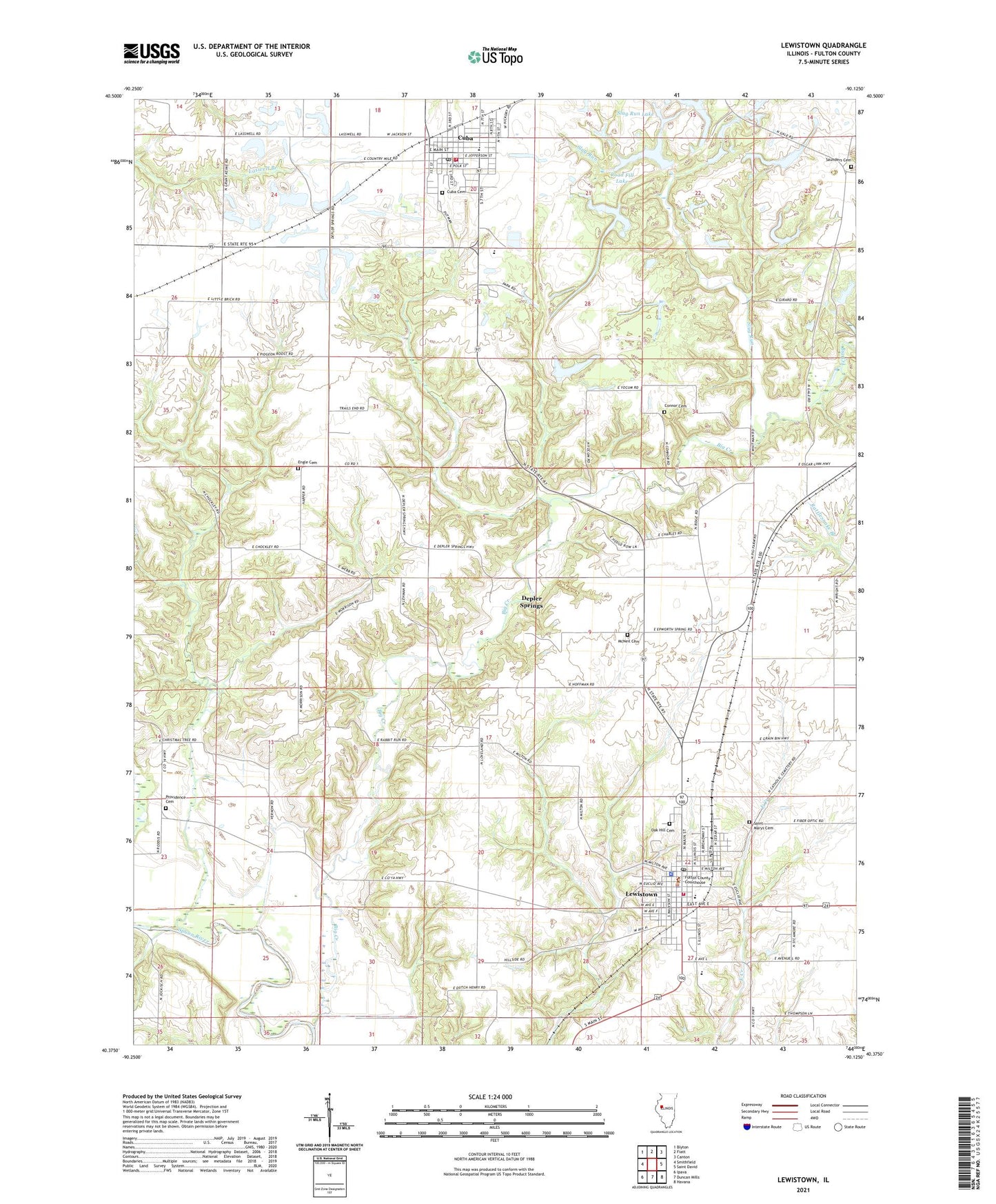 Lewistown Illinois US Topo Map Image