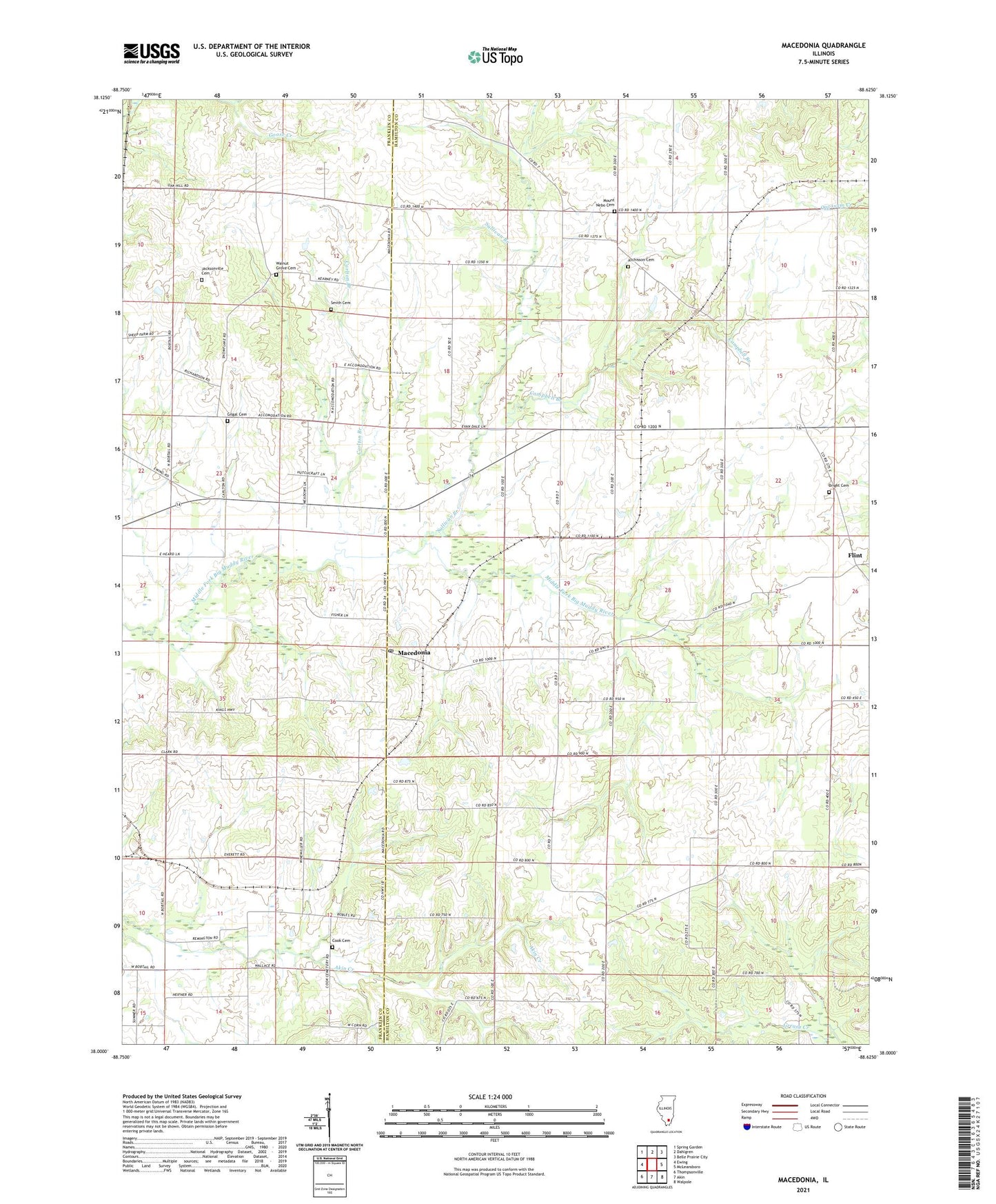 Macedonia Illinois US Topo Map Image