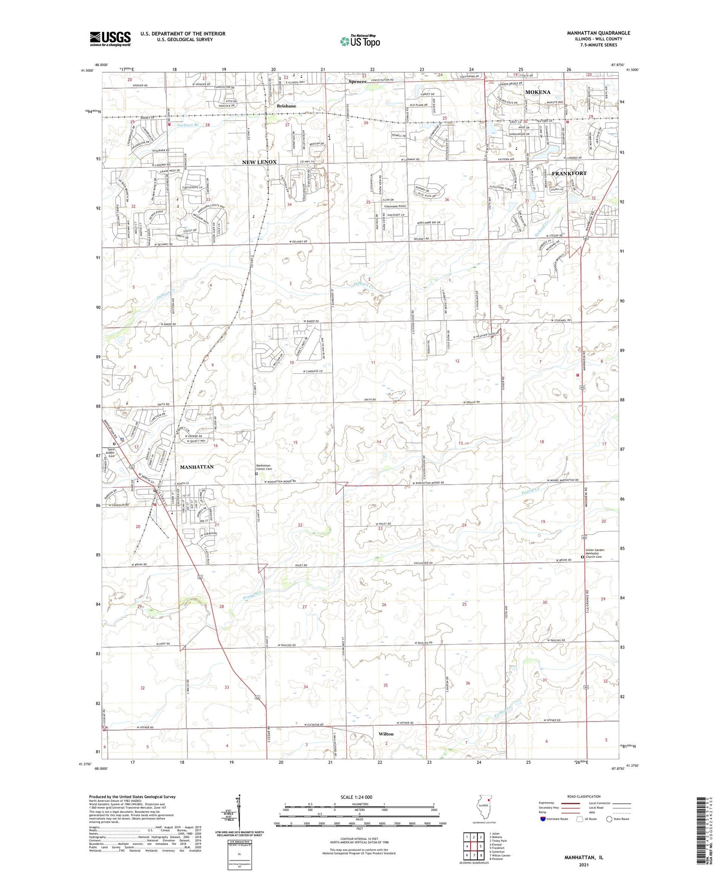 Manhattan Illinois US Topo Map Image