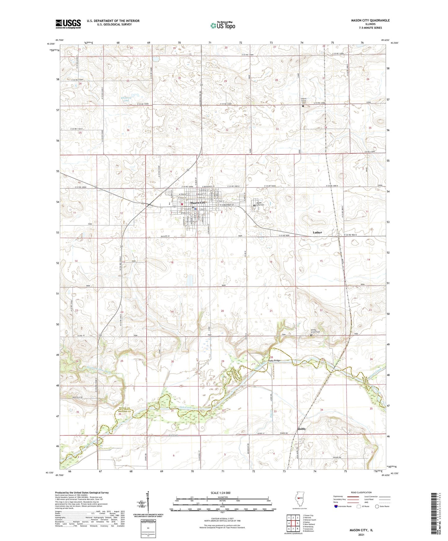 Mason City Illinois US Topo Map Image
