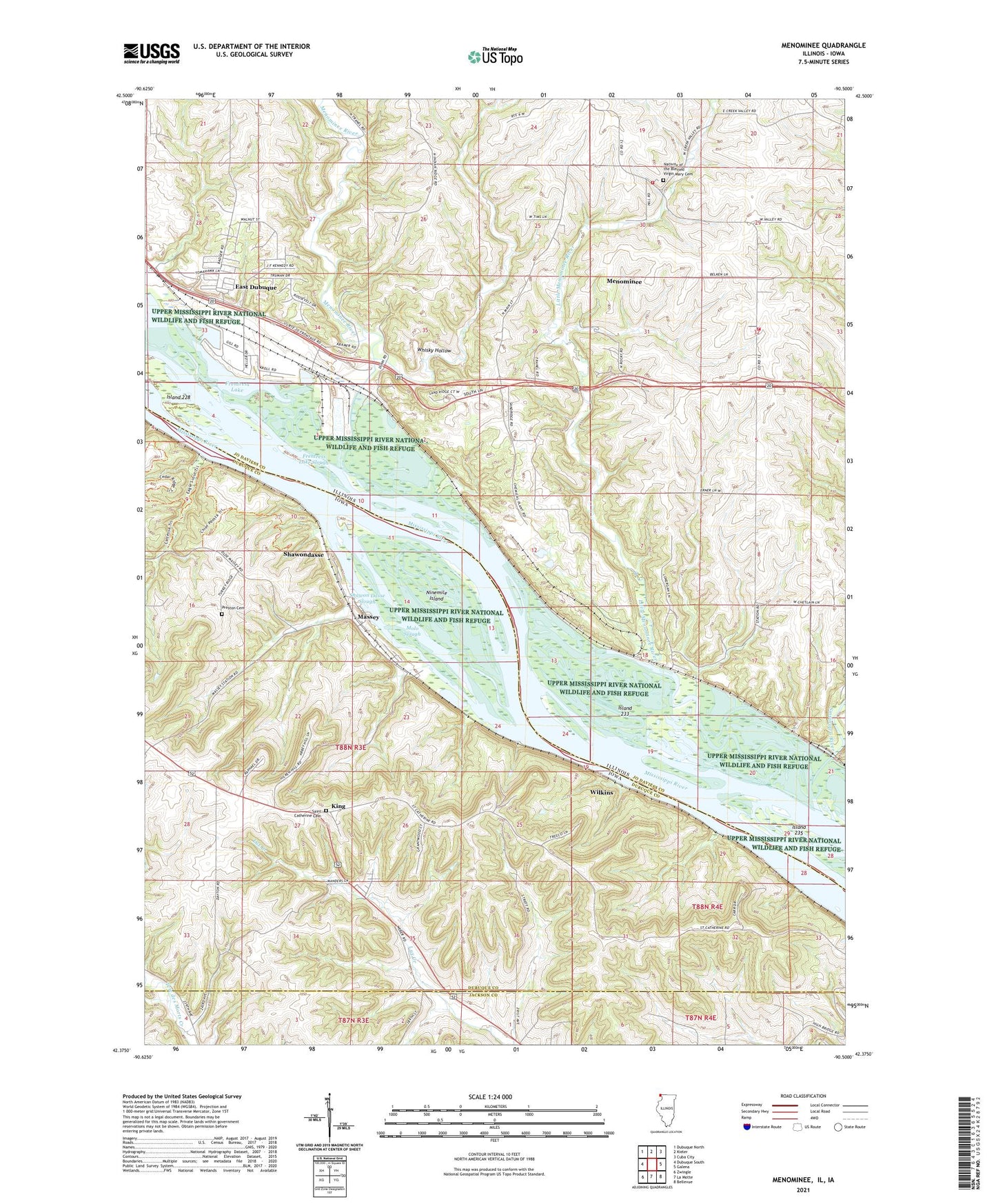 Menominee Illinois US Topo Map Image