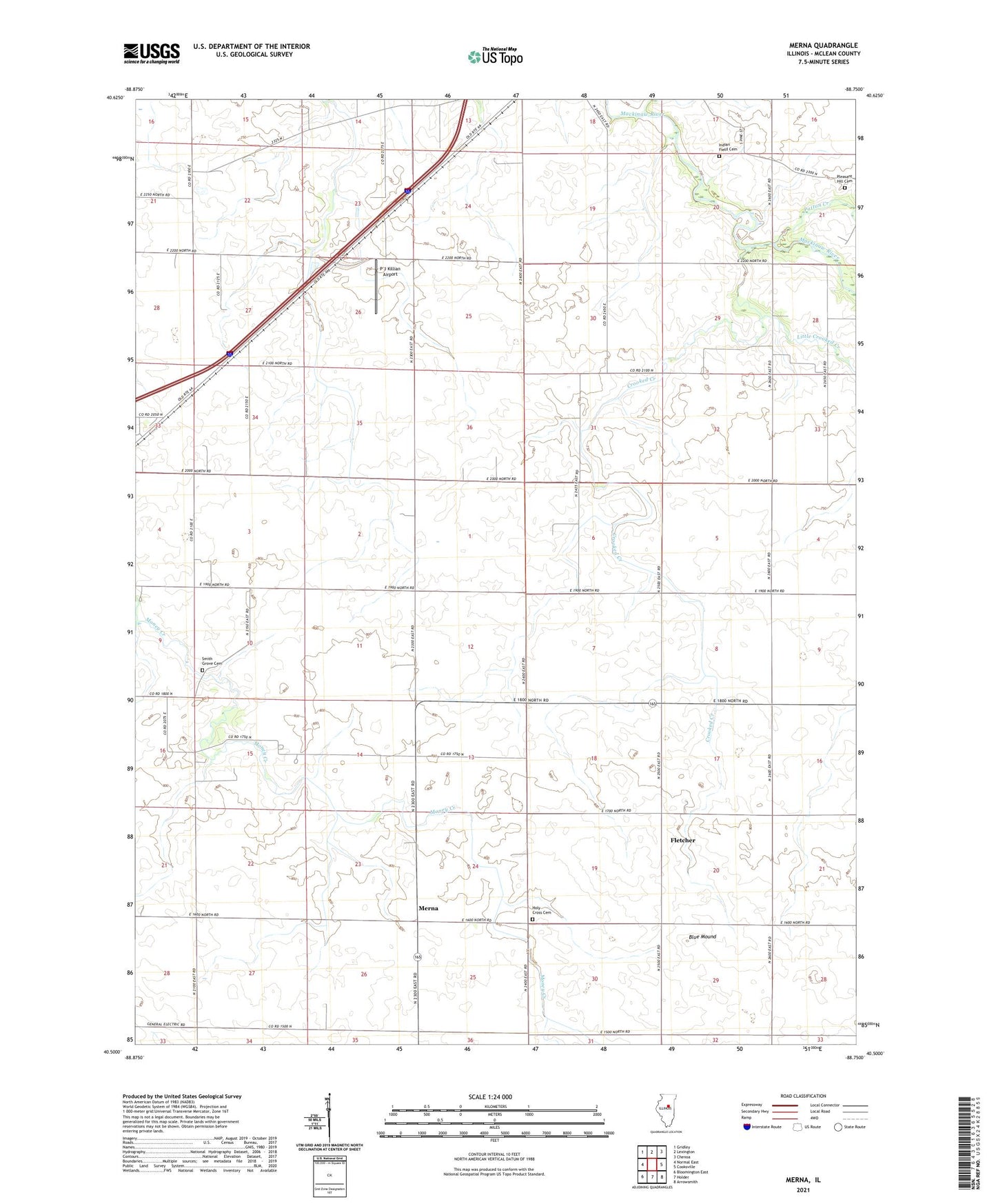 Merna Illinois US Topo Map Image