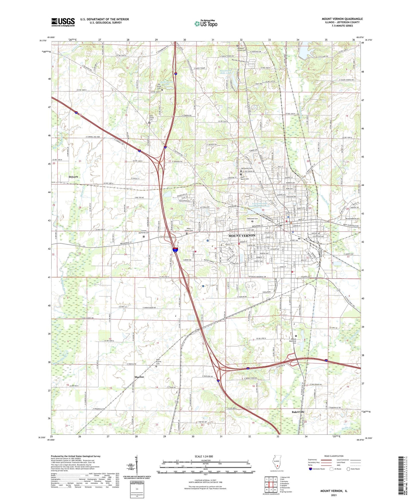 Mount Vernon Illinois US Topo Map Image