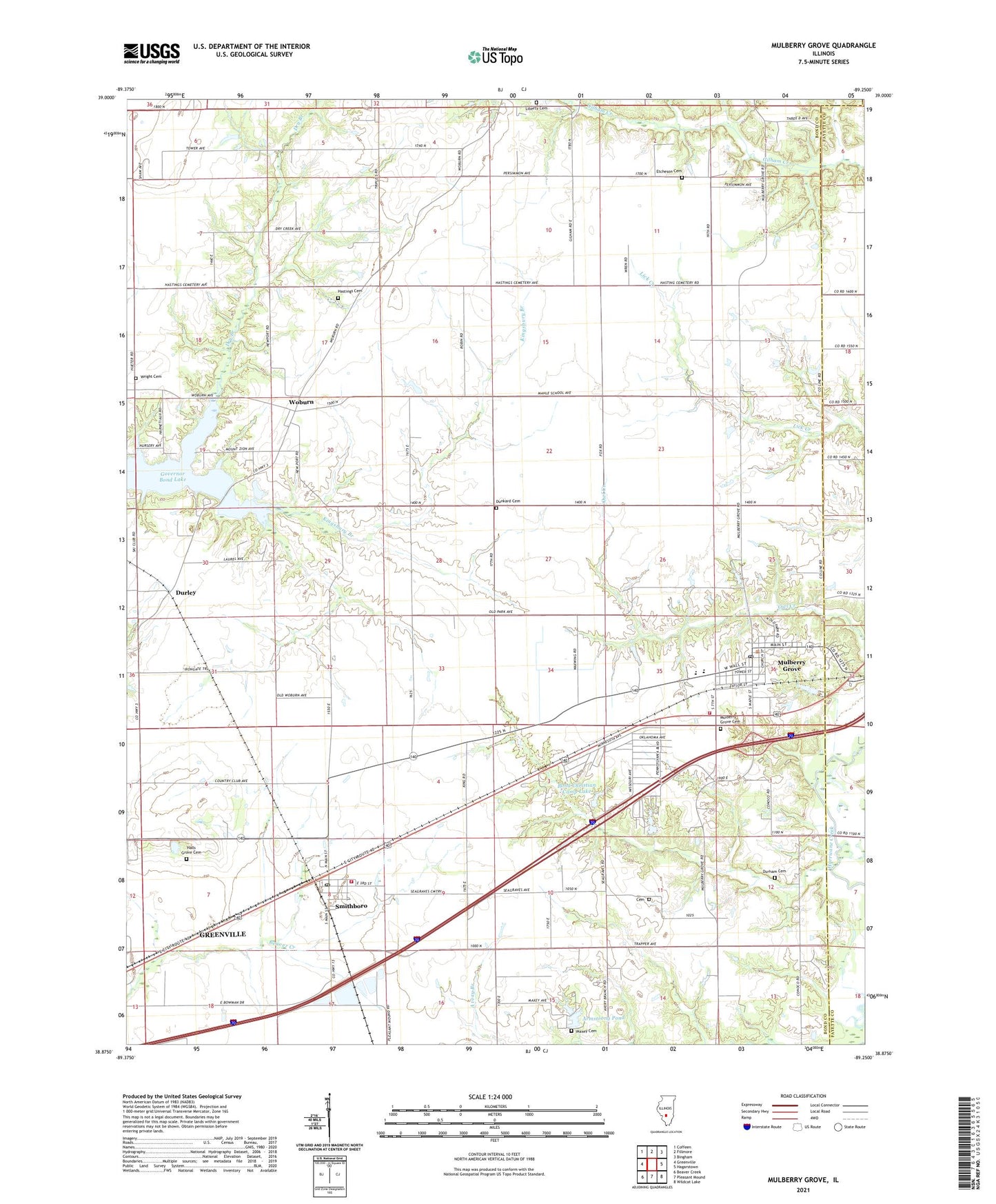 Mulberry Grove Illinois US Topo Map Image