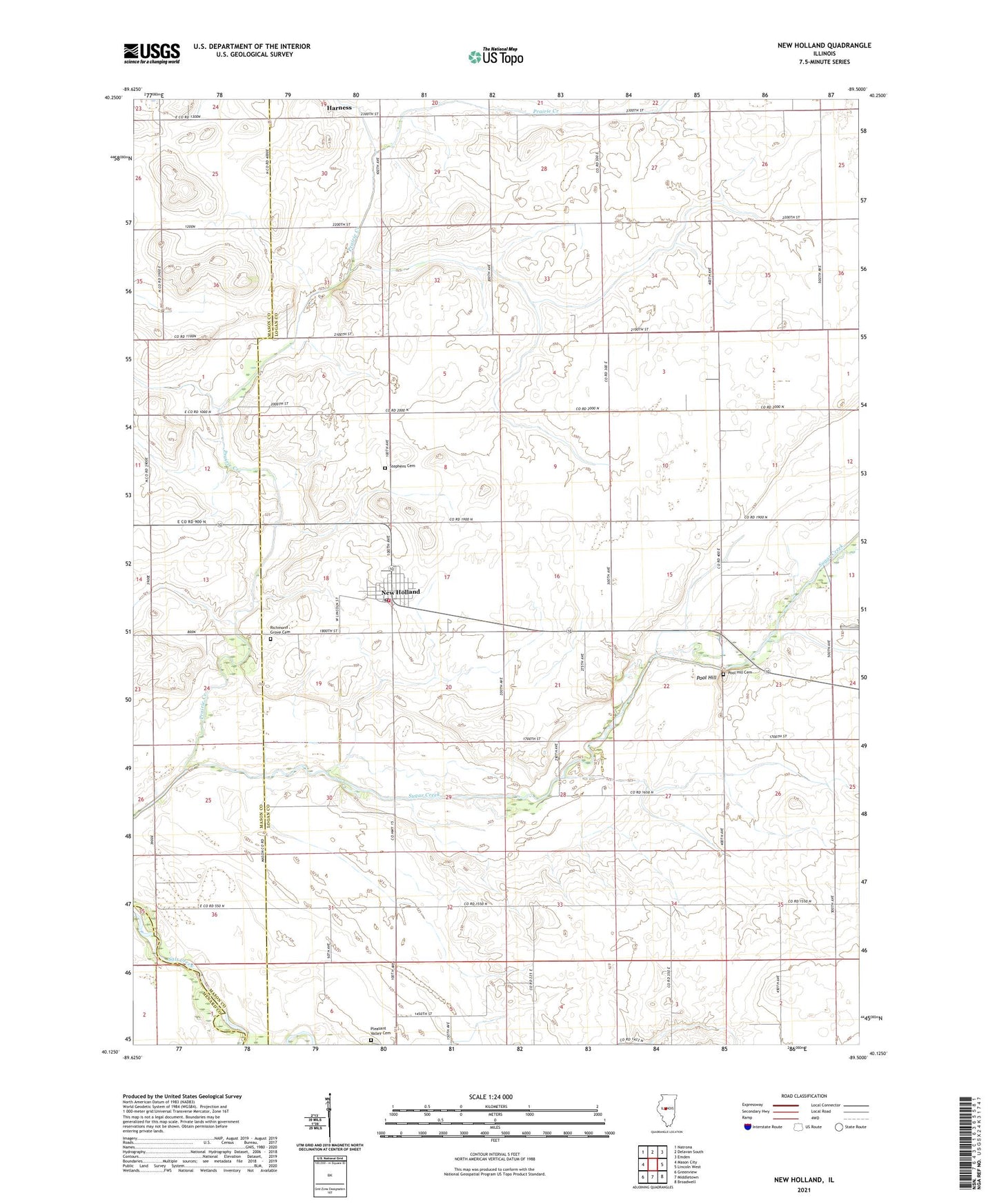 New Holland Illinois US Topo Map Image