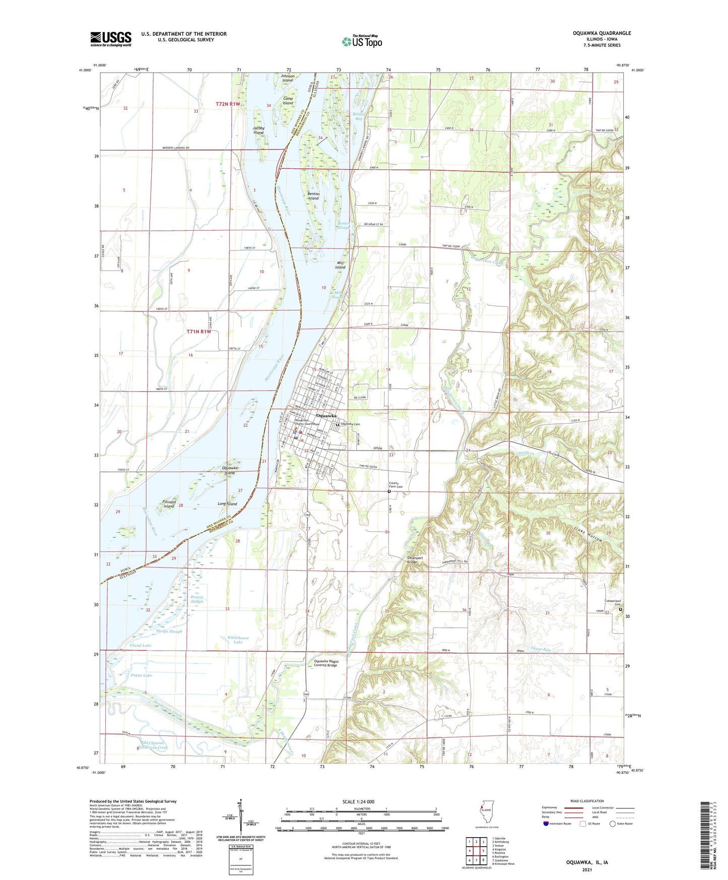 Oquawka Illinois US Topo Map Image