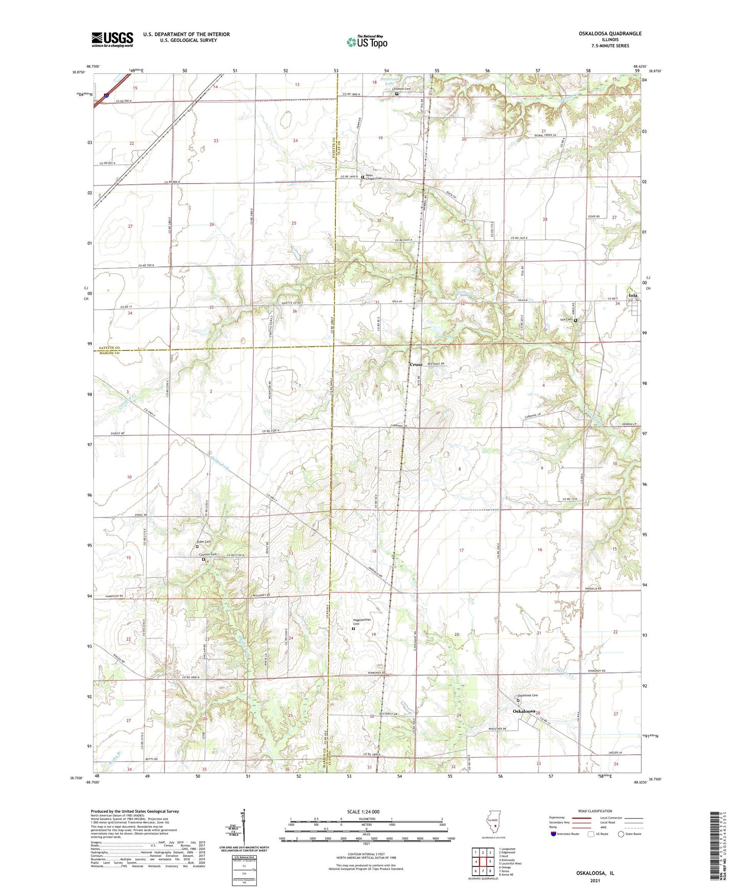 Oskaloosa Illinois US Topo Map Image