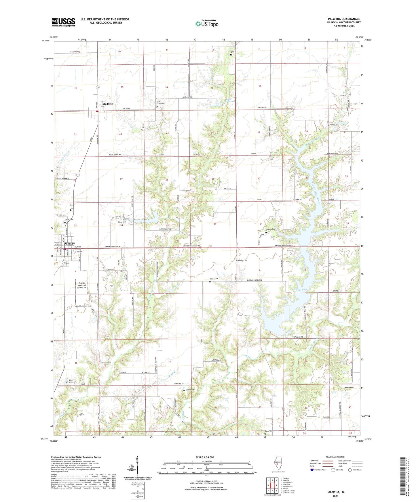 Palmyra Illinois US Topo Map Image