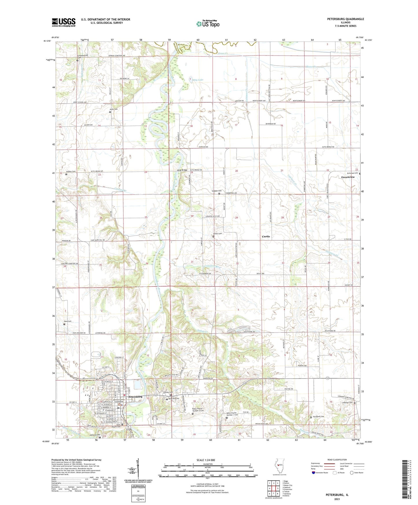 Petersburg Illinois US Topo Map Image