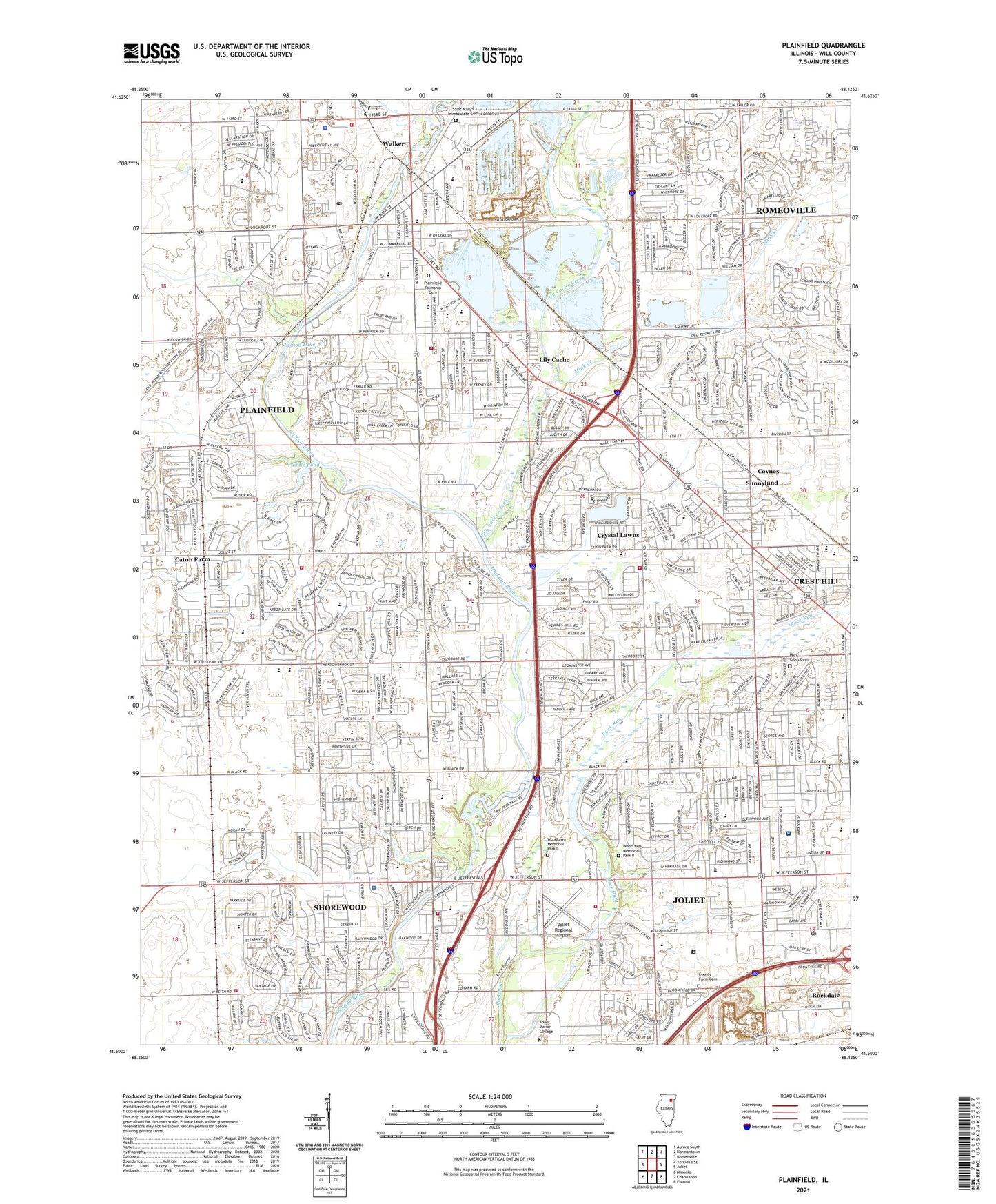 Plainfield Illinois US Topo Map Image