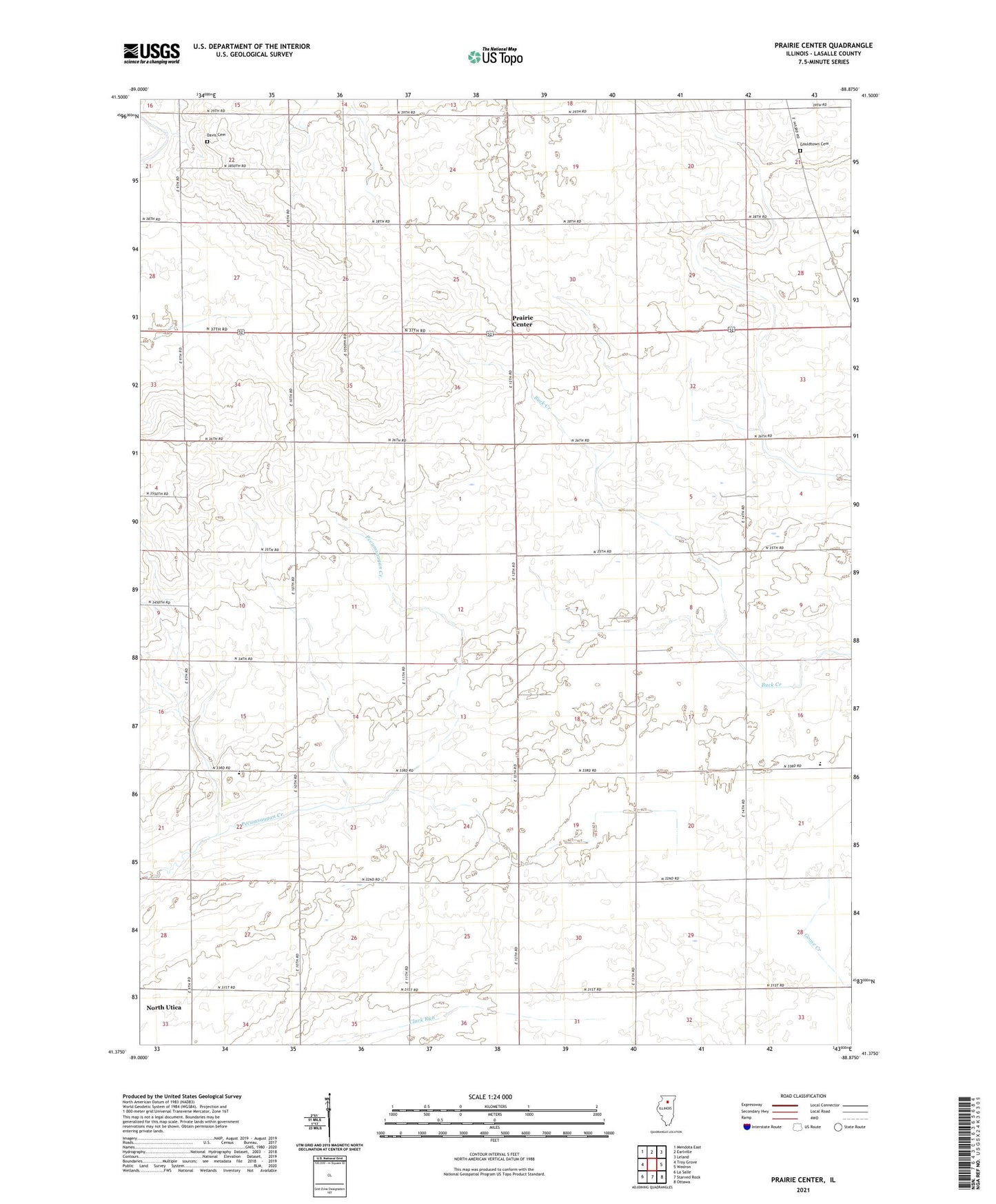 Prairie Center Illinois US Topo Map Image