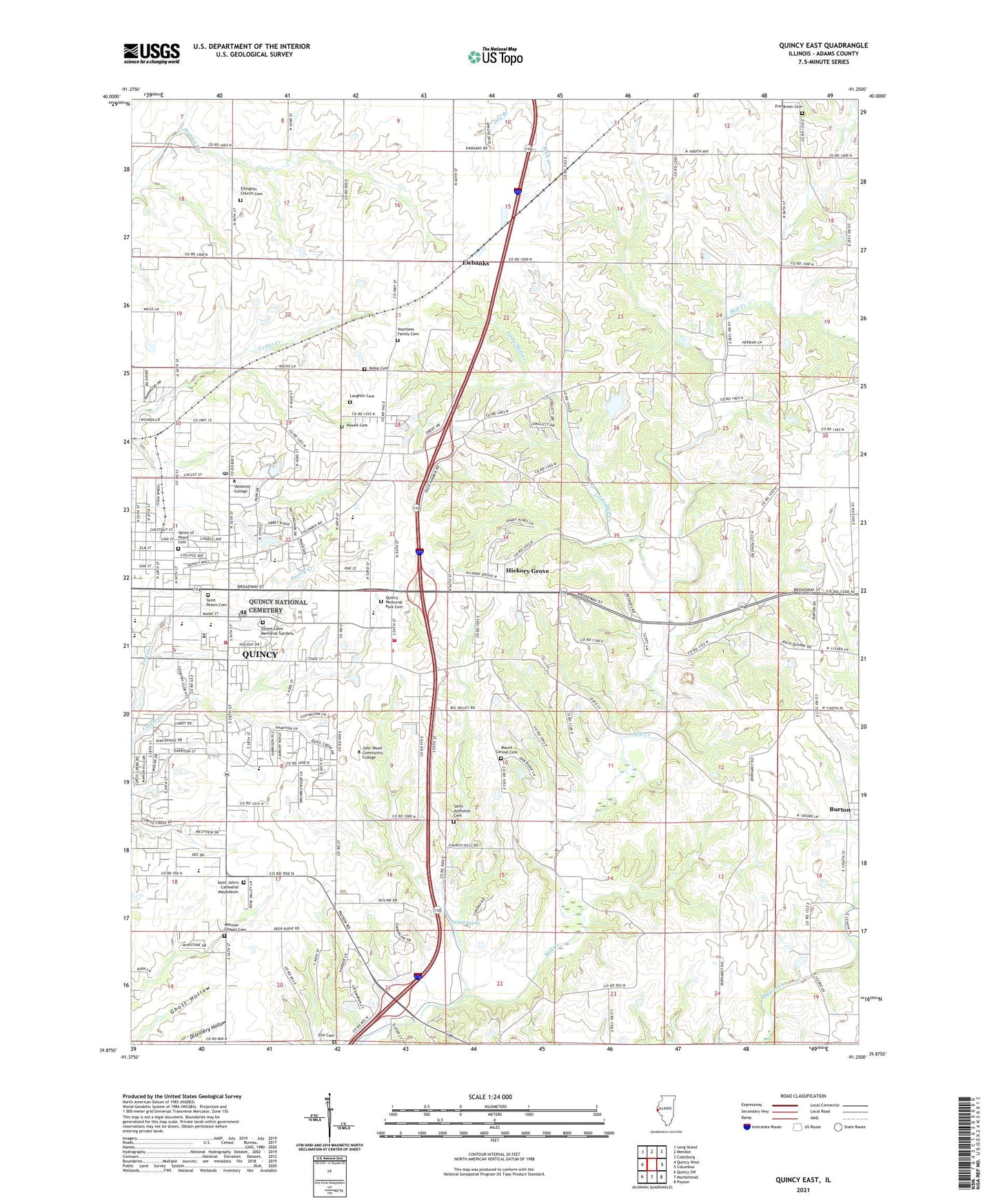 Quincy East Illinois US Topo Map Image
