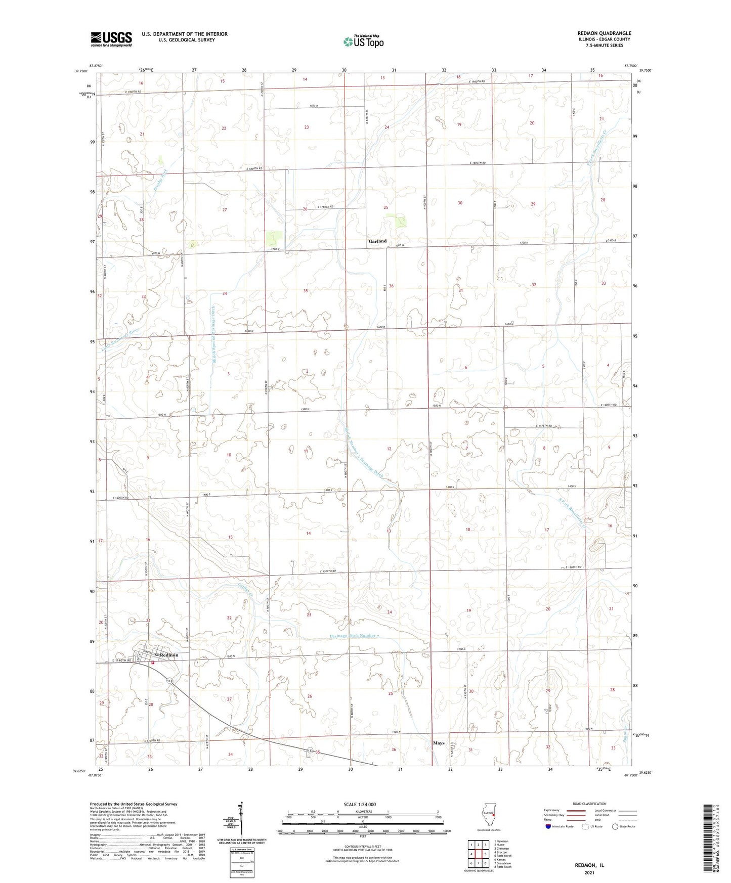 Redmon Illinois US Topo Map Image