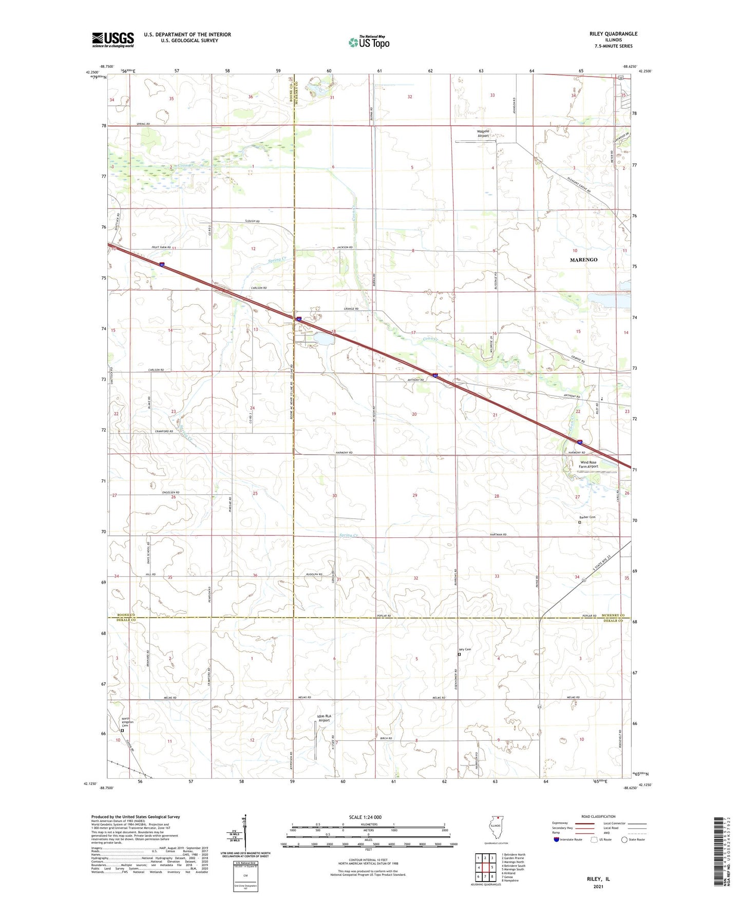 Riley Illinois US Topo Map Image