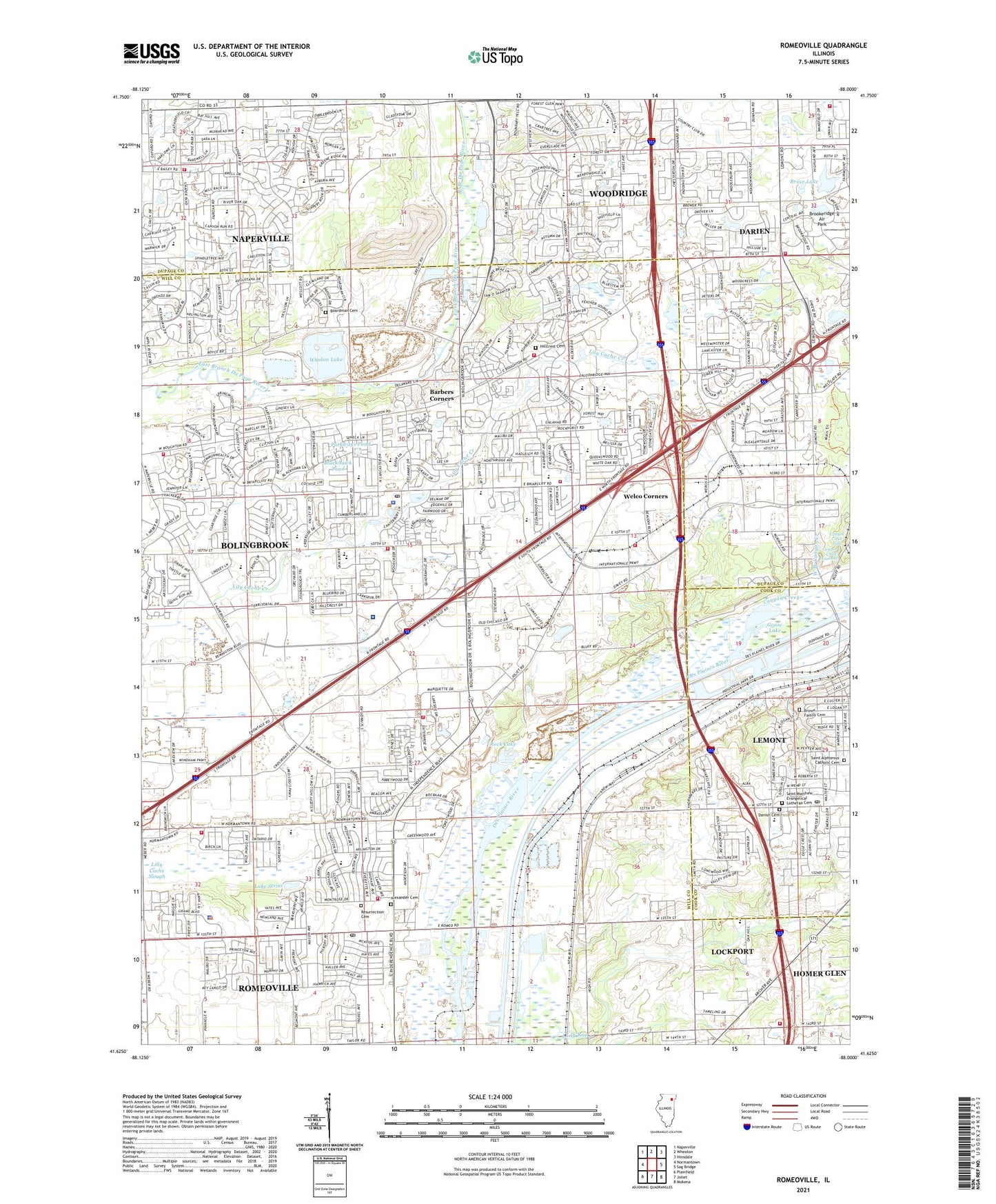 Romeoville Illinois US Topo Map Image