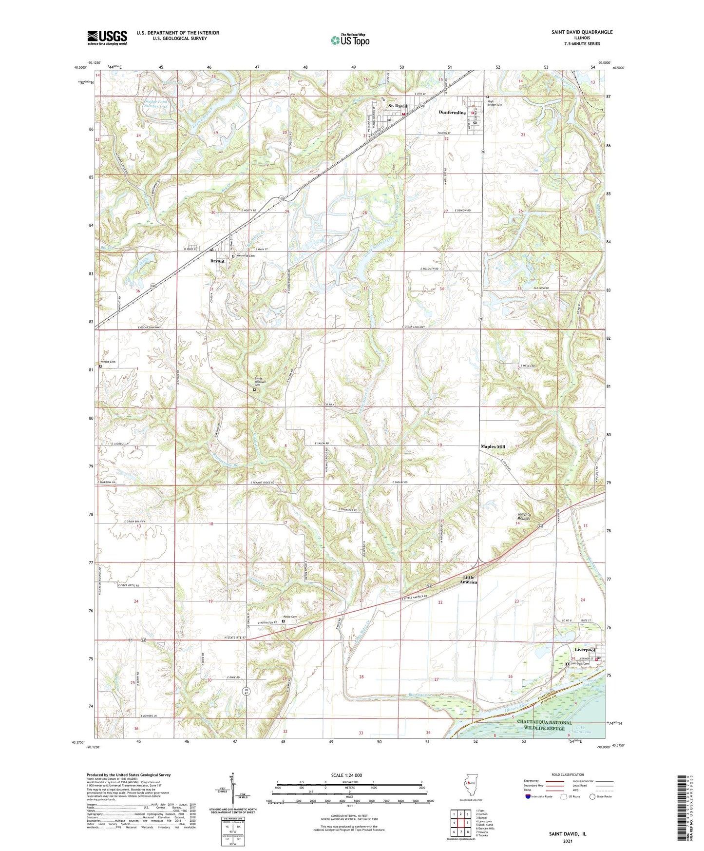 Saint David Illinois US Topo Map Image