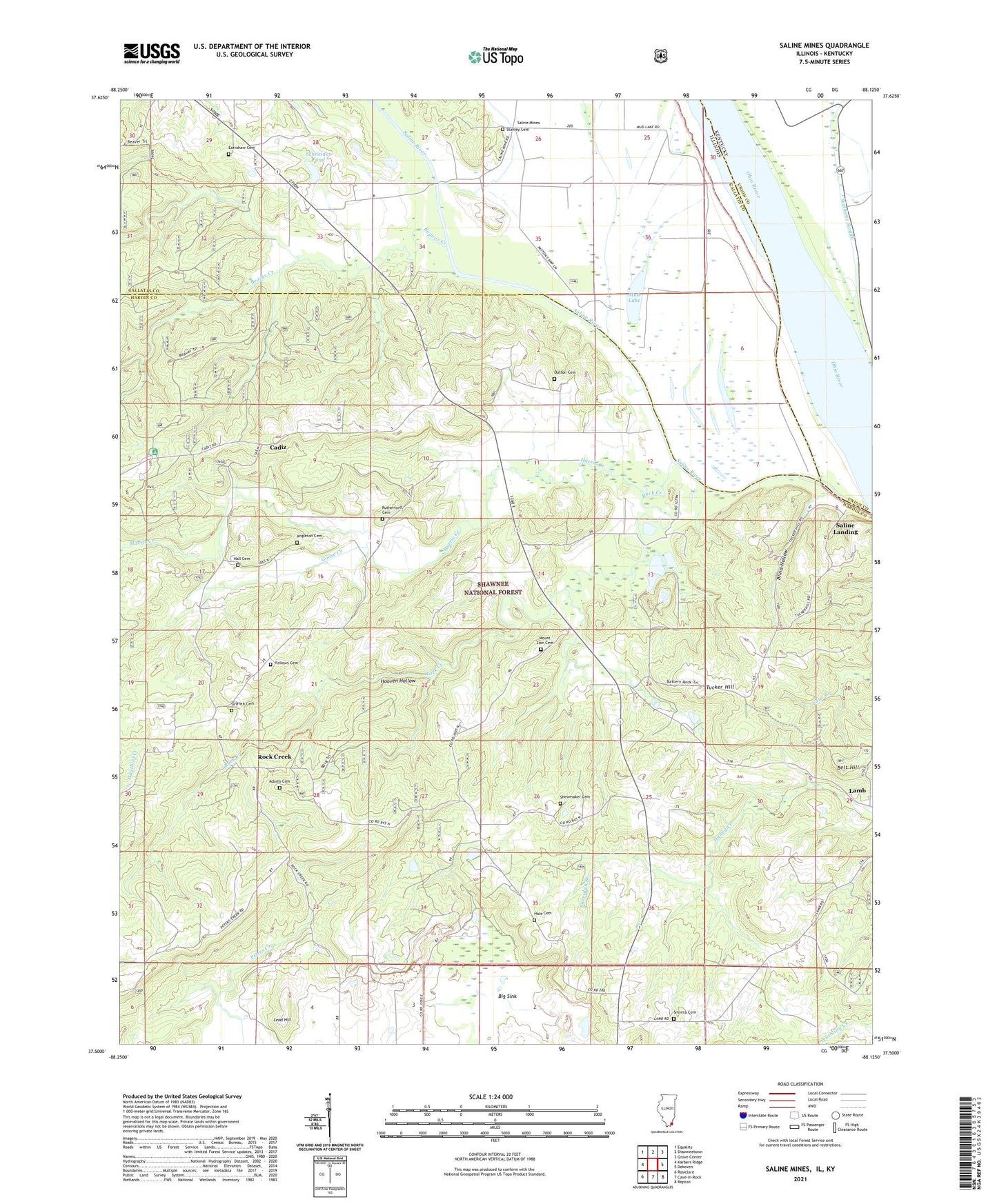 Saline Mines Illinois US Topo Map Image