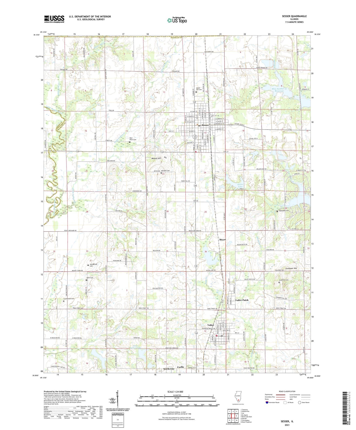 Sesser Illinois US Topo Map Image