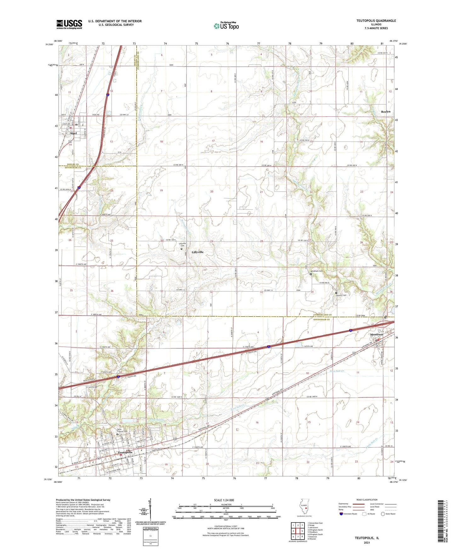 Teutopolis Illinois US Topo Map Image