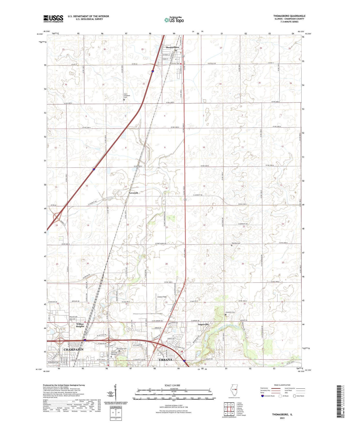 Thomasboro Illinois US Topo Map Image