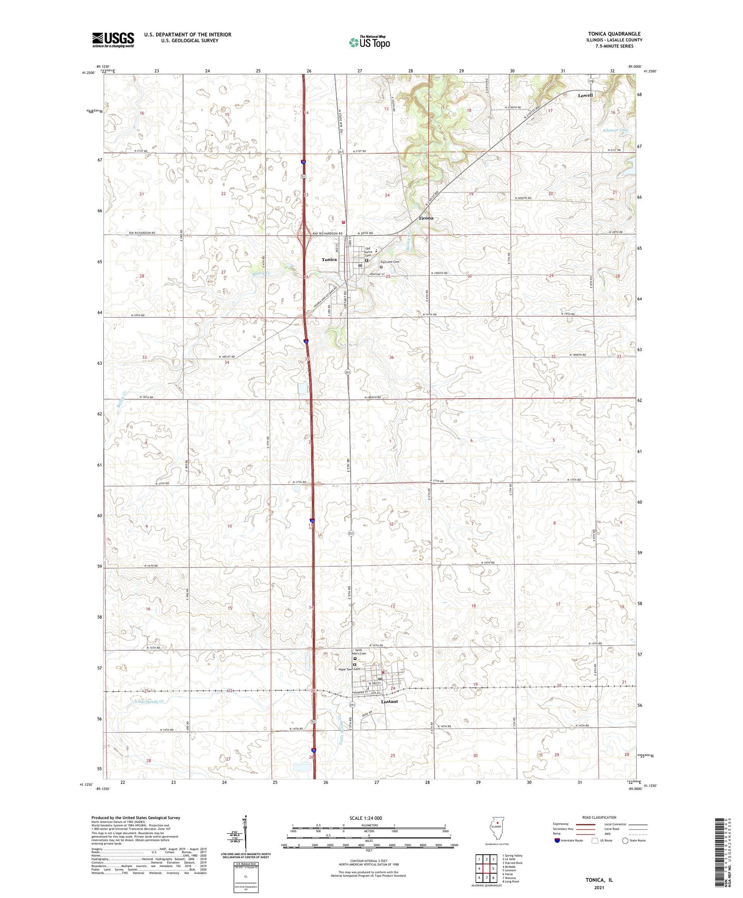 Tonica Illinois US Topo Map Image