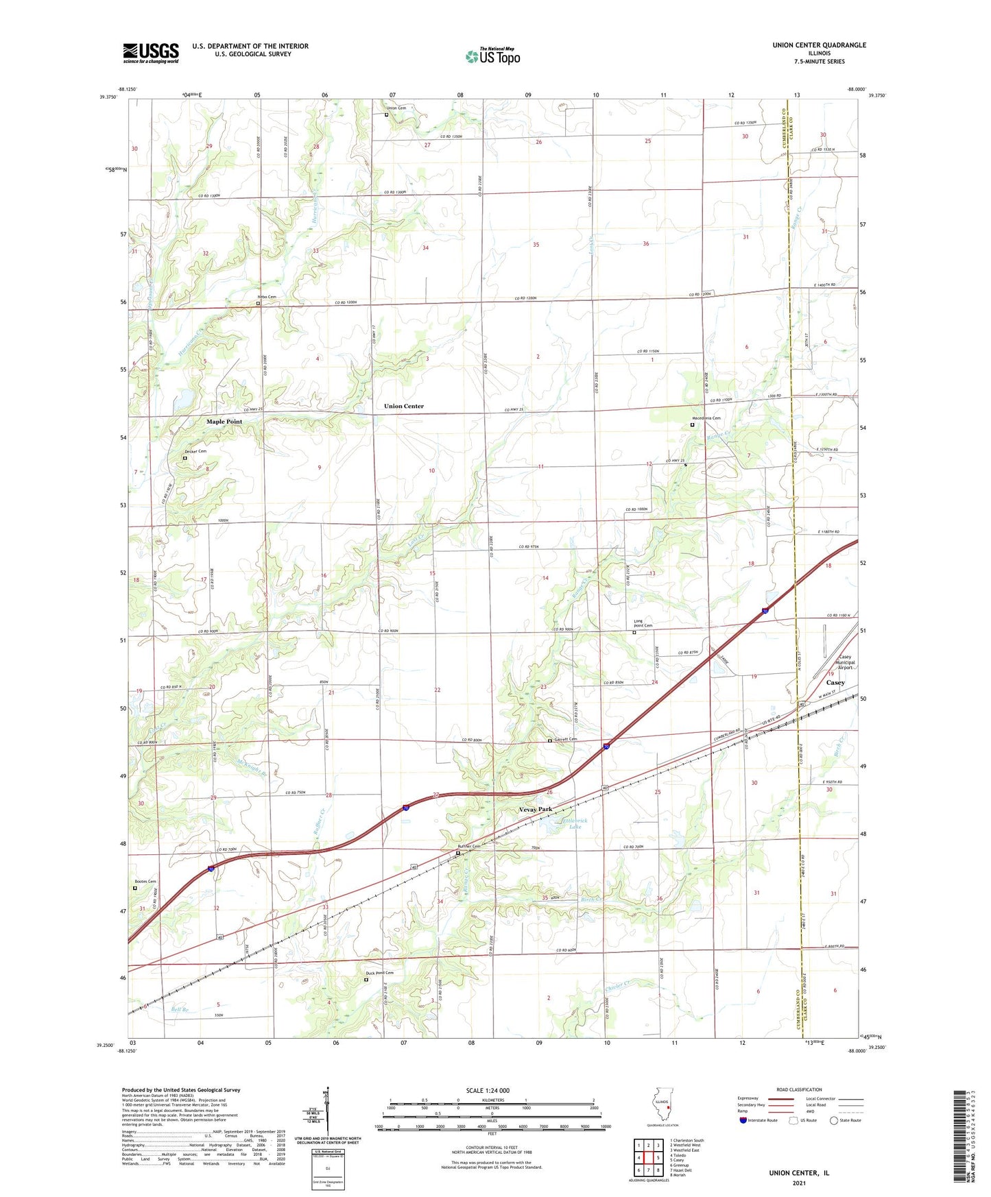 Union Center Illinois US Topo Map Image