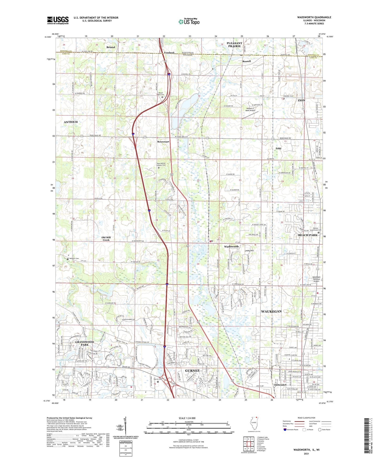 Wadsworth Illinois US Topo Map Image