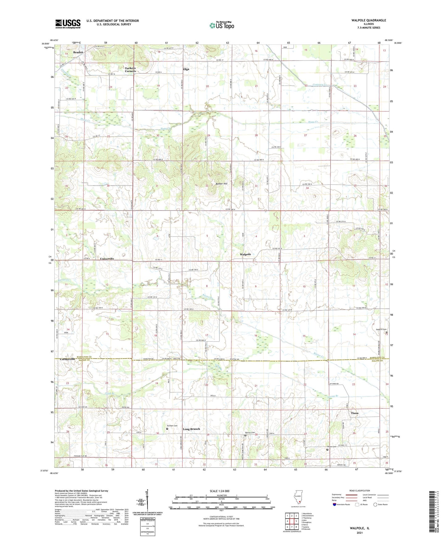 Walpole Illinois US Topo Map Image