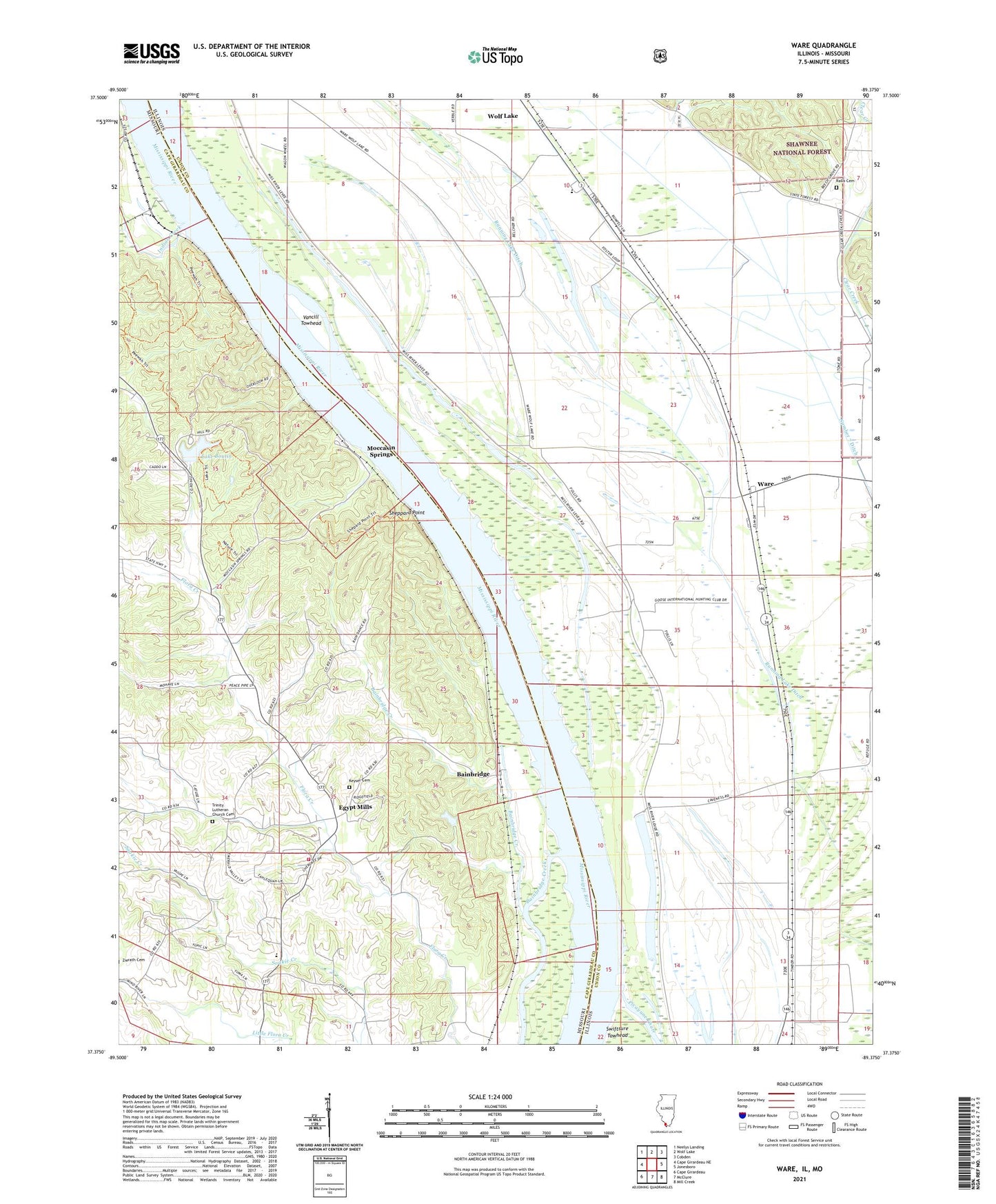 Ware Illinois US Topo Map Image