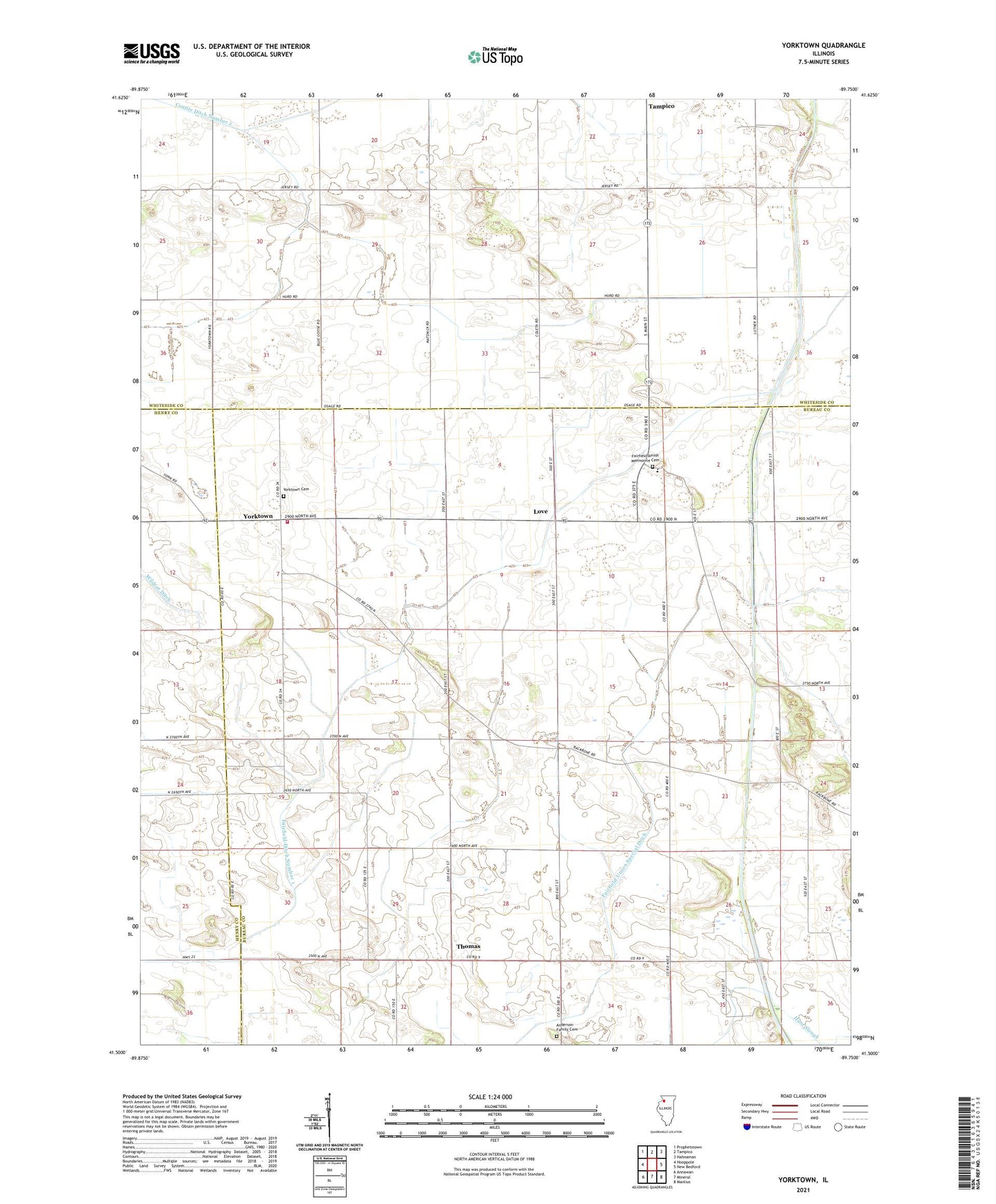 Yorktown Illinois US Topo Map Image