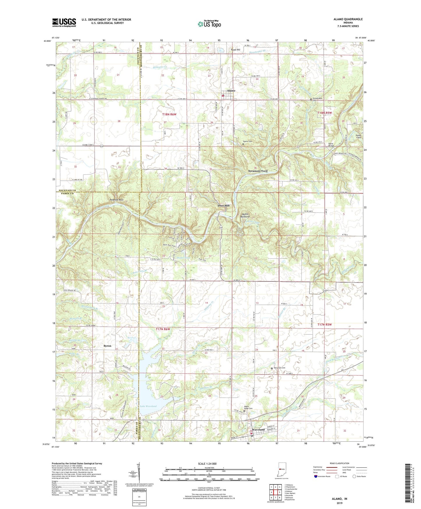 Alamo Indiana US Topo Map Image
