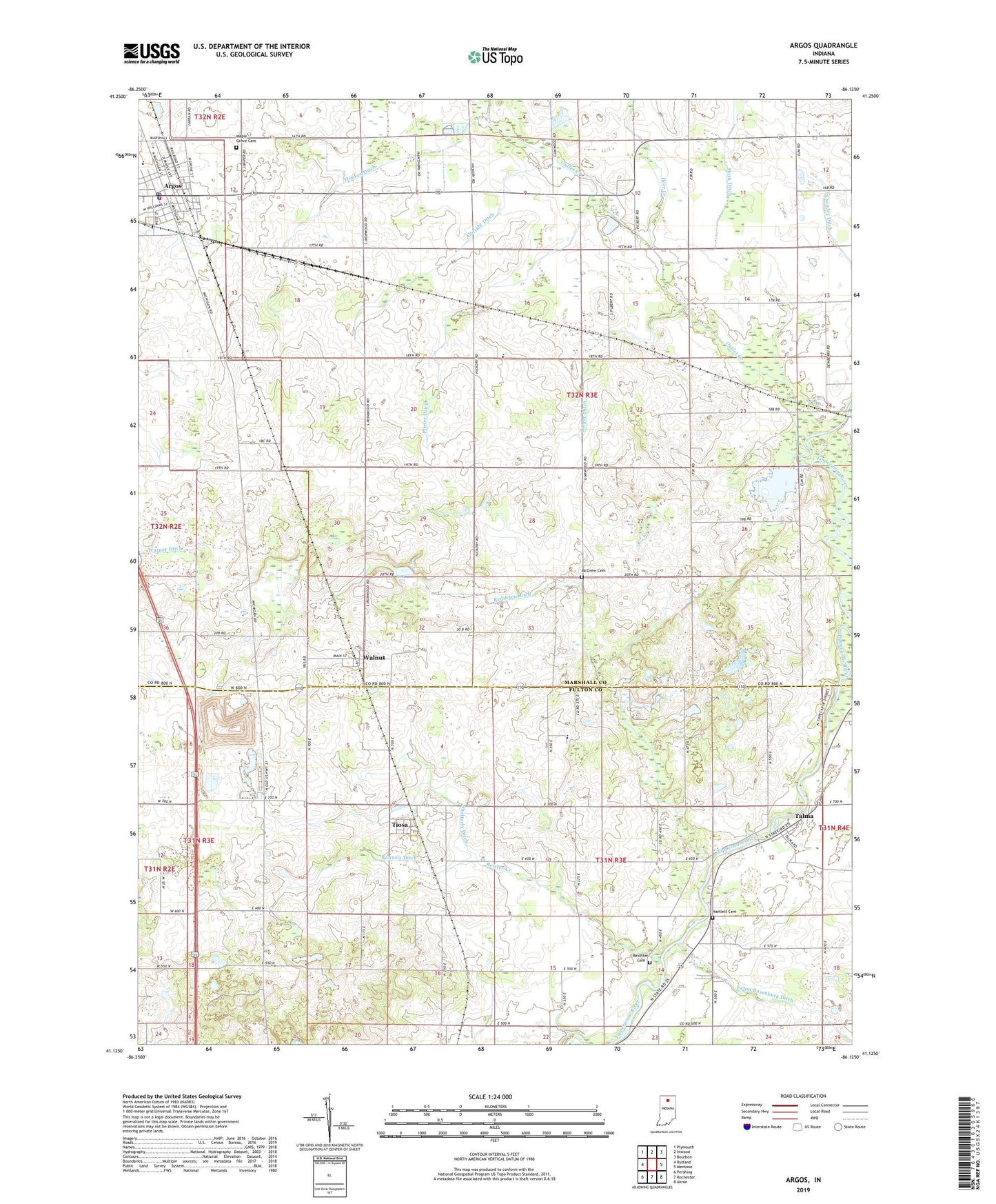 Argos Indiana US Topo Map Image