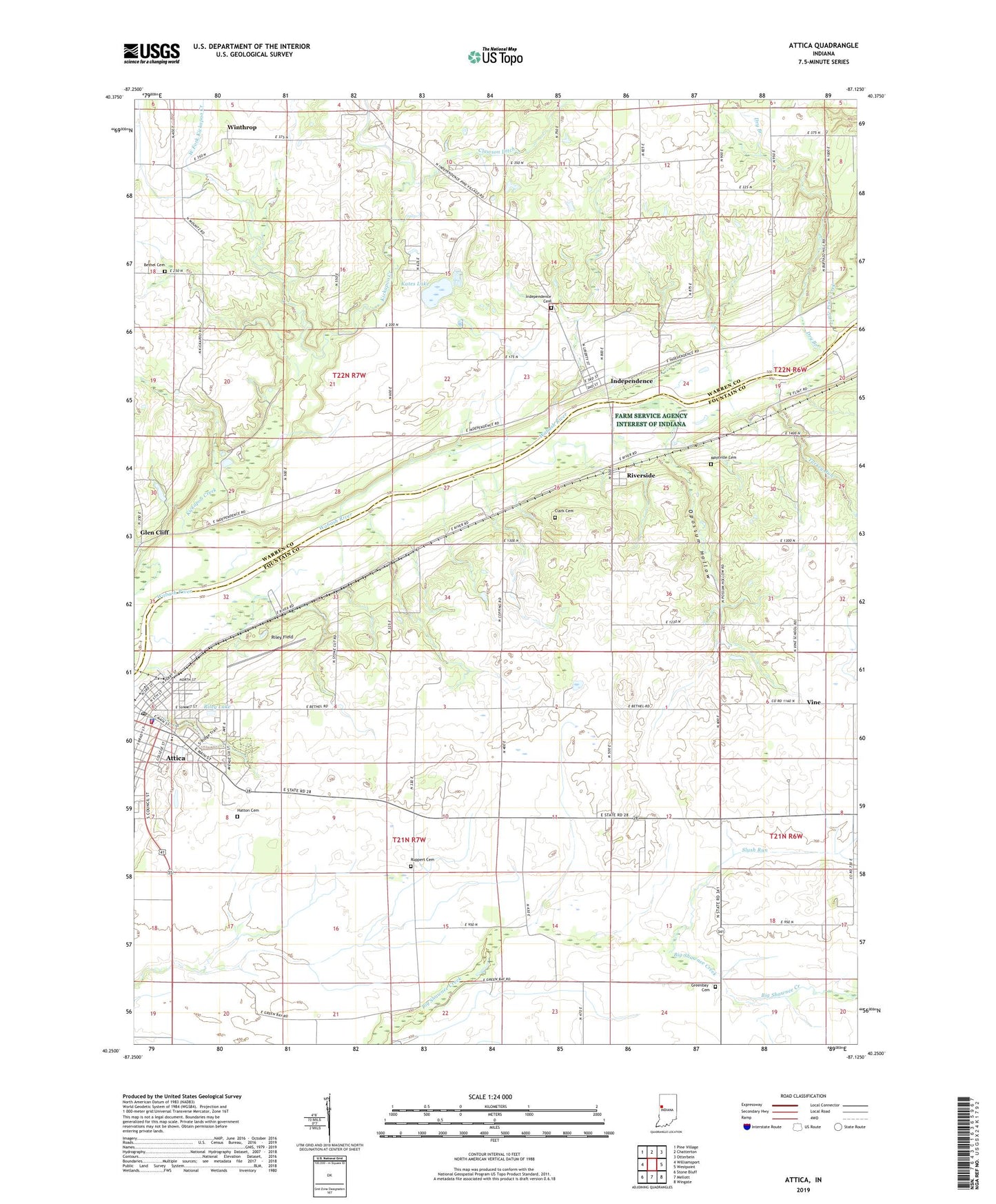 Attica Indiana US Topo Map Image
