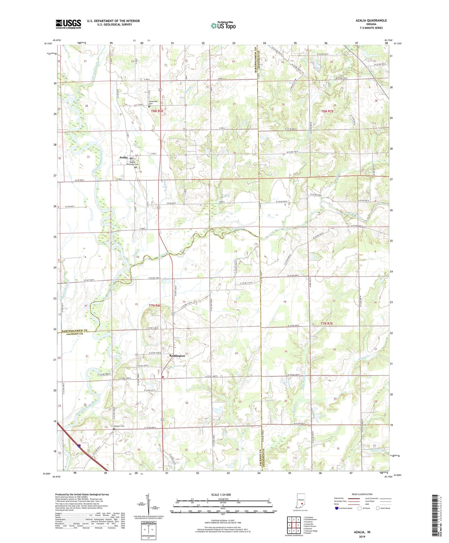 Azalia Indiana US Topo Map Image