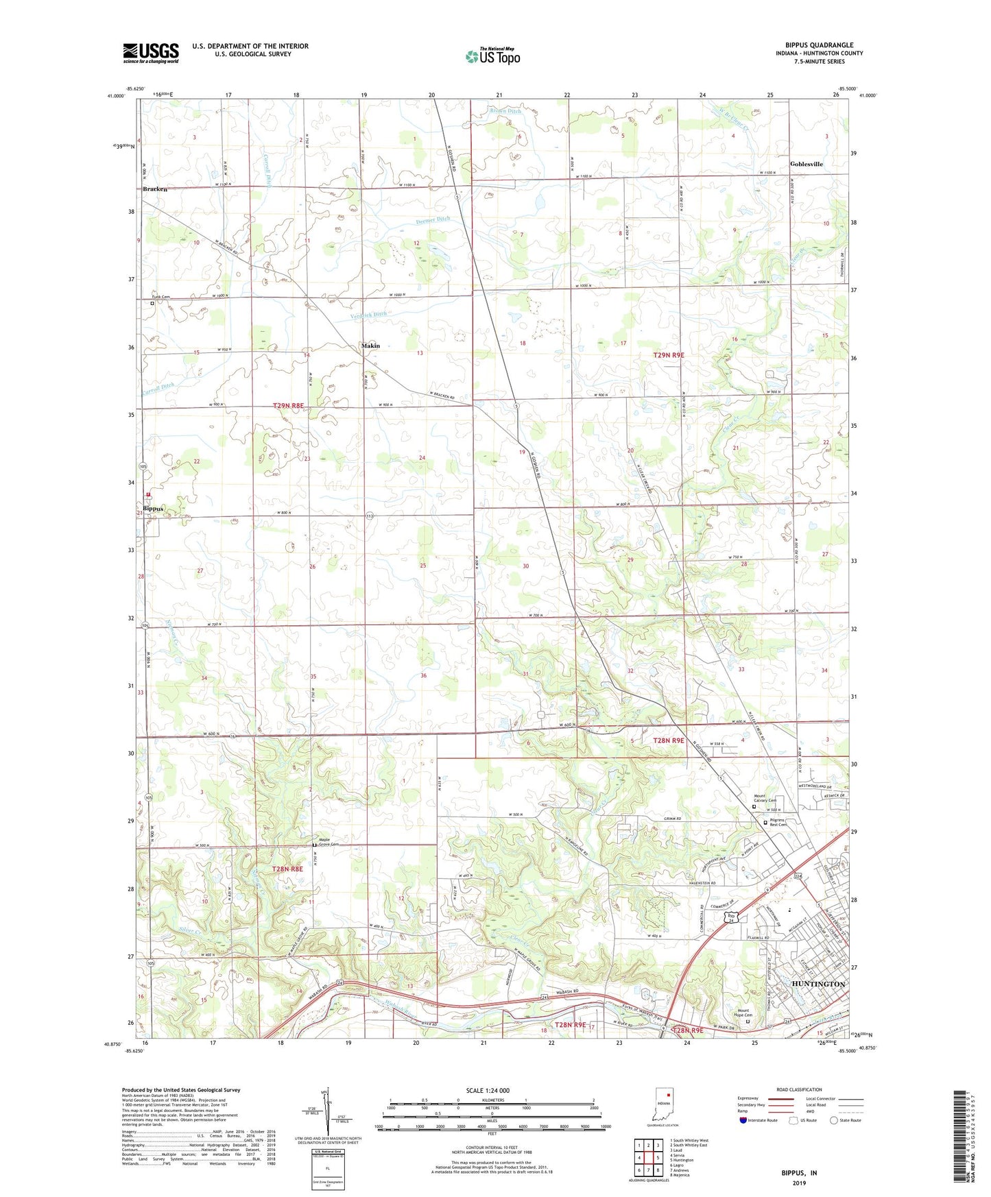 Bippus Indiana US Topo Map Image