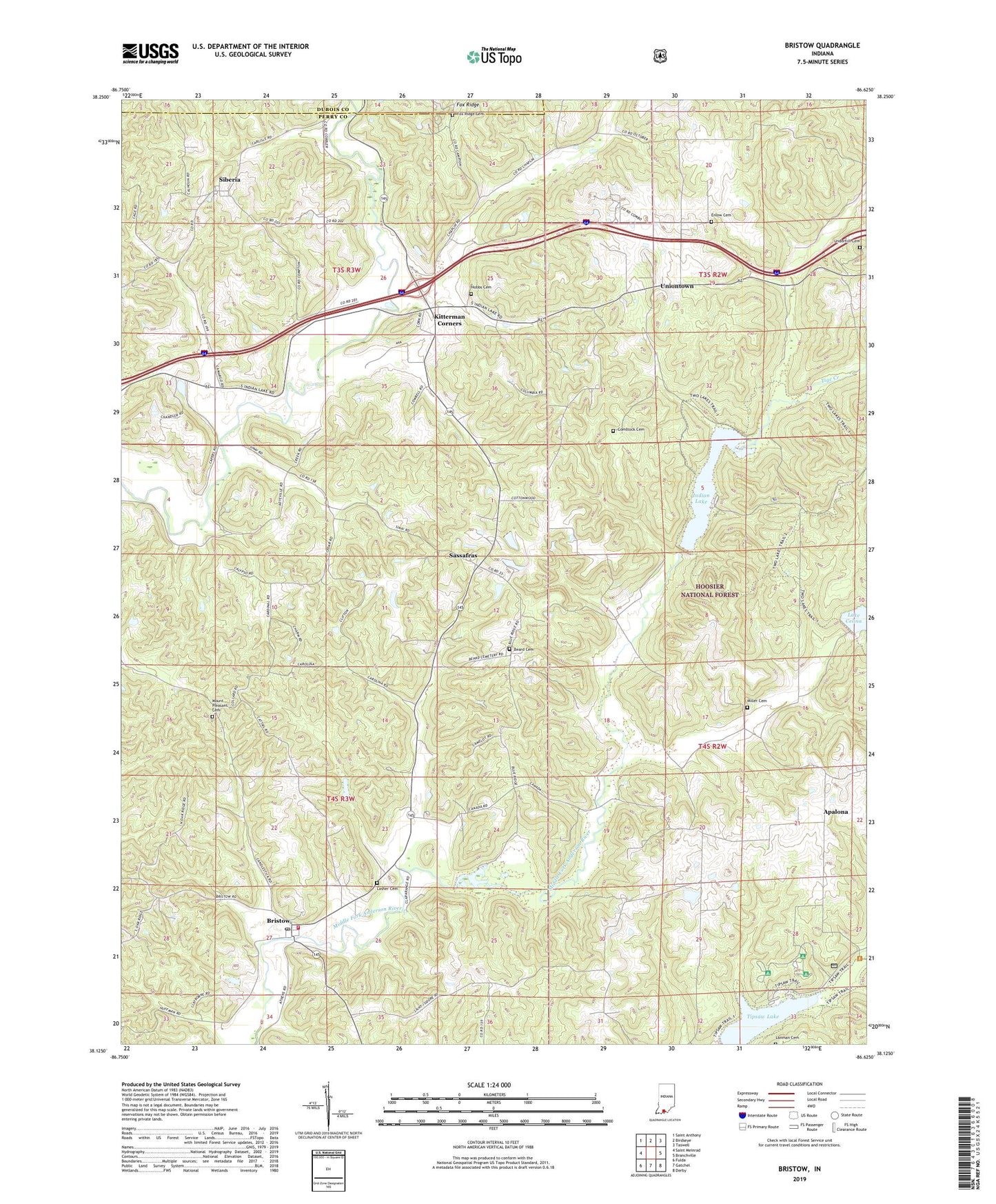 Bristow Indiana US Topo Map Image